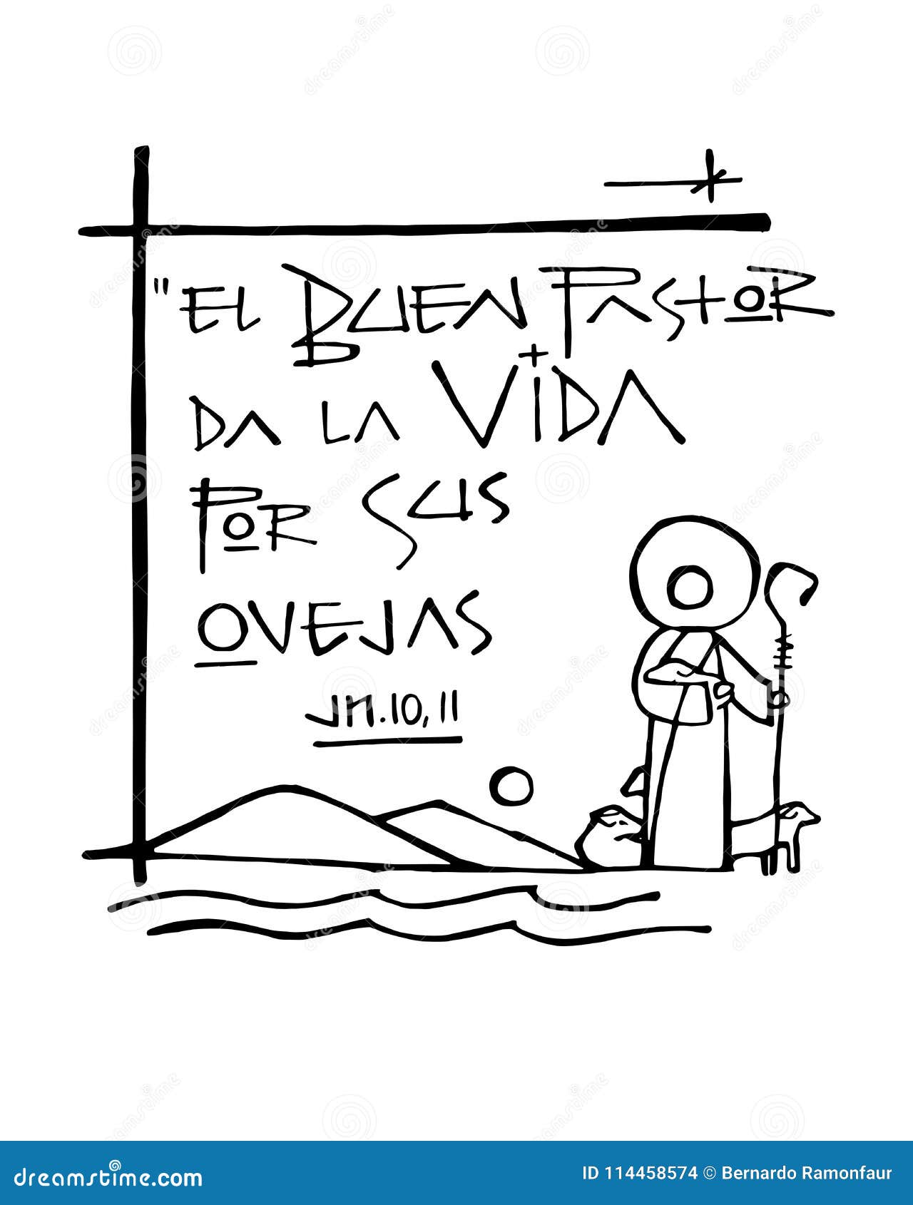 Frase De Bliblic El Buen Pastor Da Su Vida Stock De Ilustracion