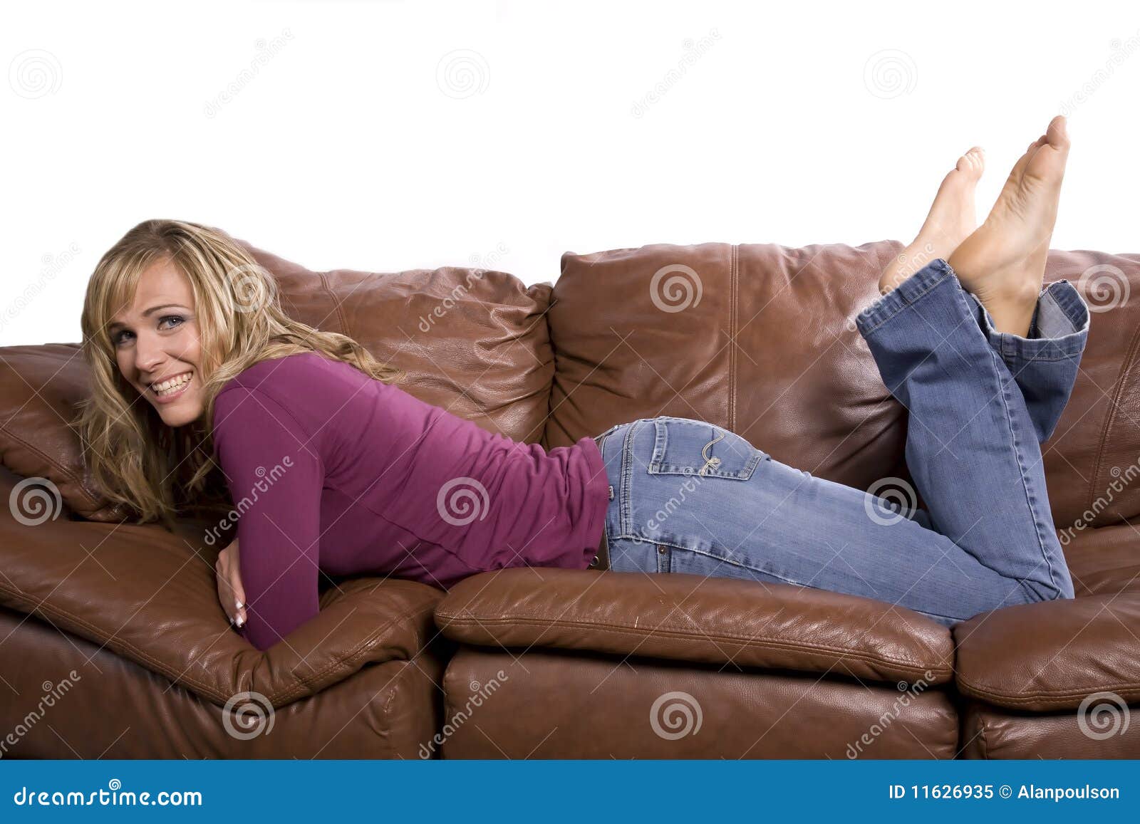 Frau Auf Couchfüßen Oben Stockbild Bild Von Couchfüßen 11626935 