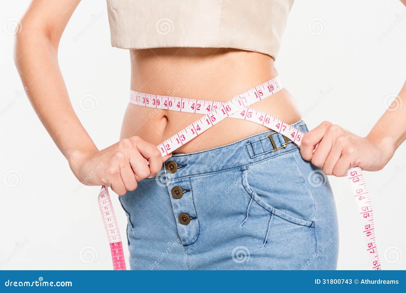 Frau, Die Ihre Taille Misst Stockbild - Bild von taille, ihre: 31800743