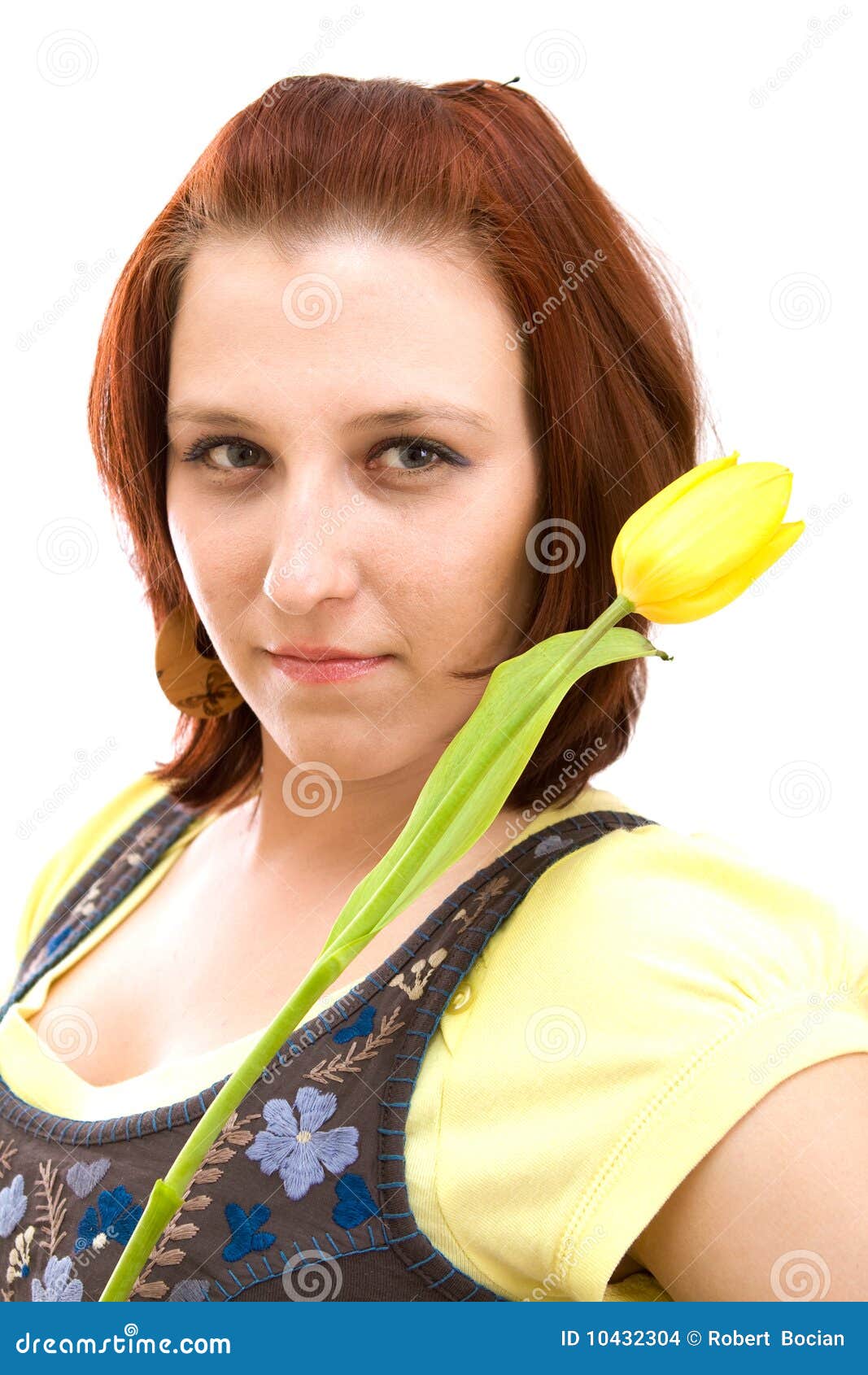 Frau mit Blumen stockfoto. Bild von kaukasisch, gesicht - 10432304