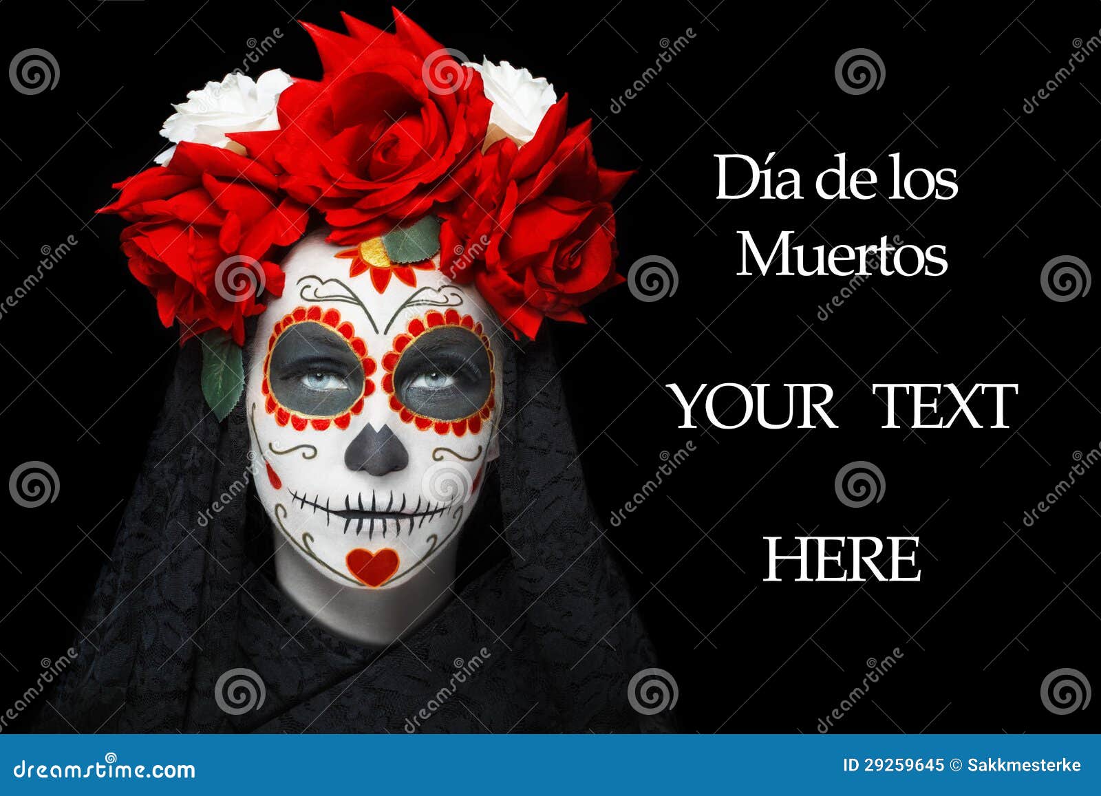 Frau Mit Make Up Dia De Los Muertos Stockbild Bild Von Make Muertos