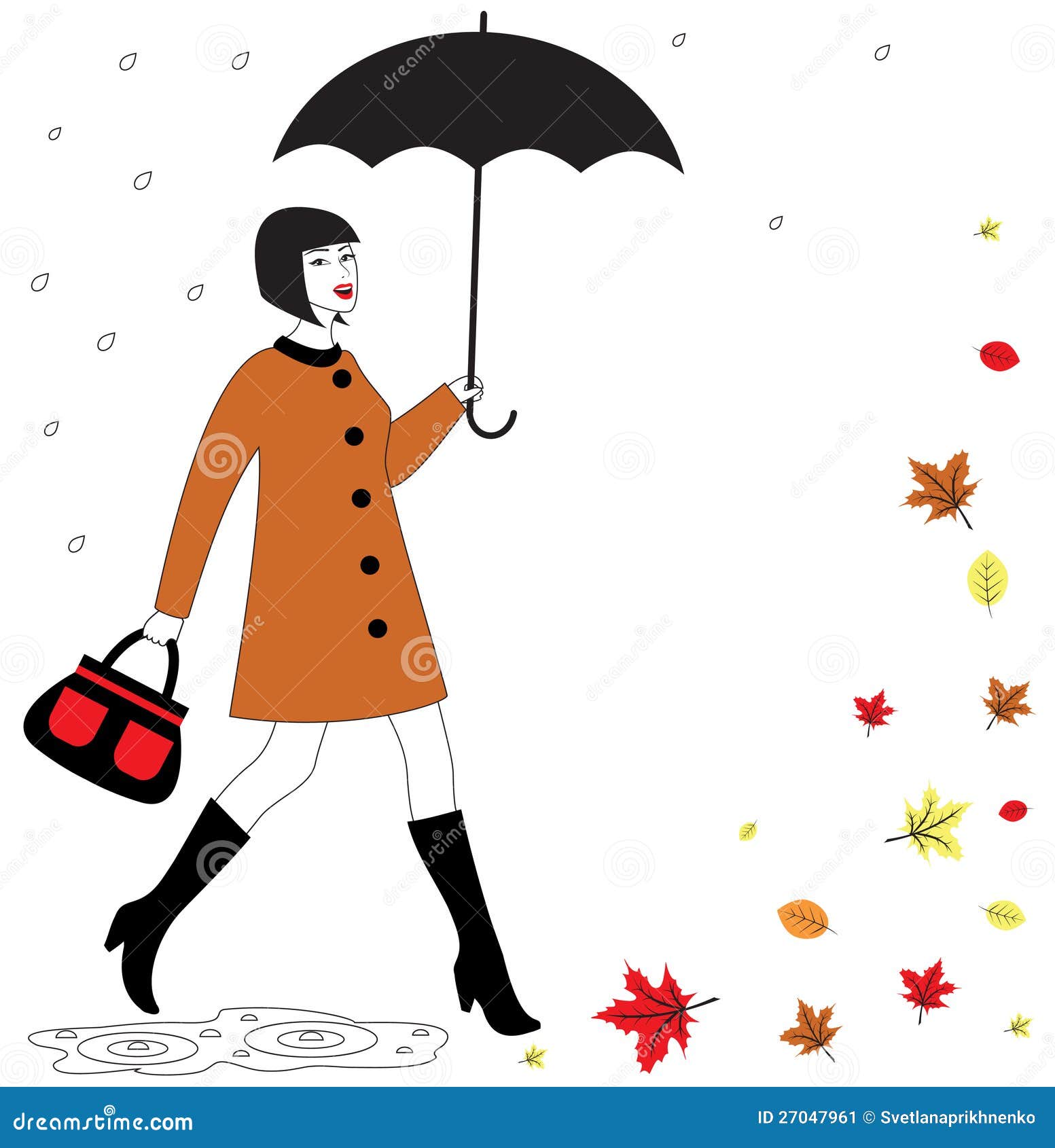 Frau Mit Regenschirm Vektor Abbildung Illustration Von Regenschirm