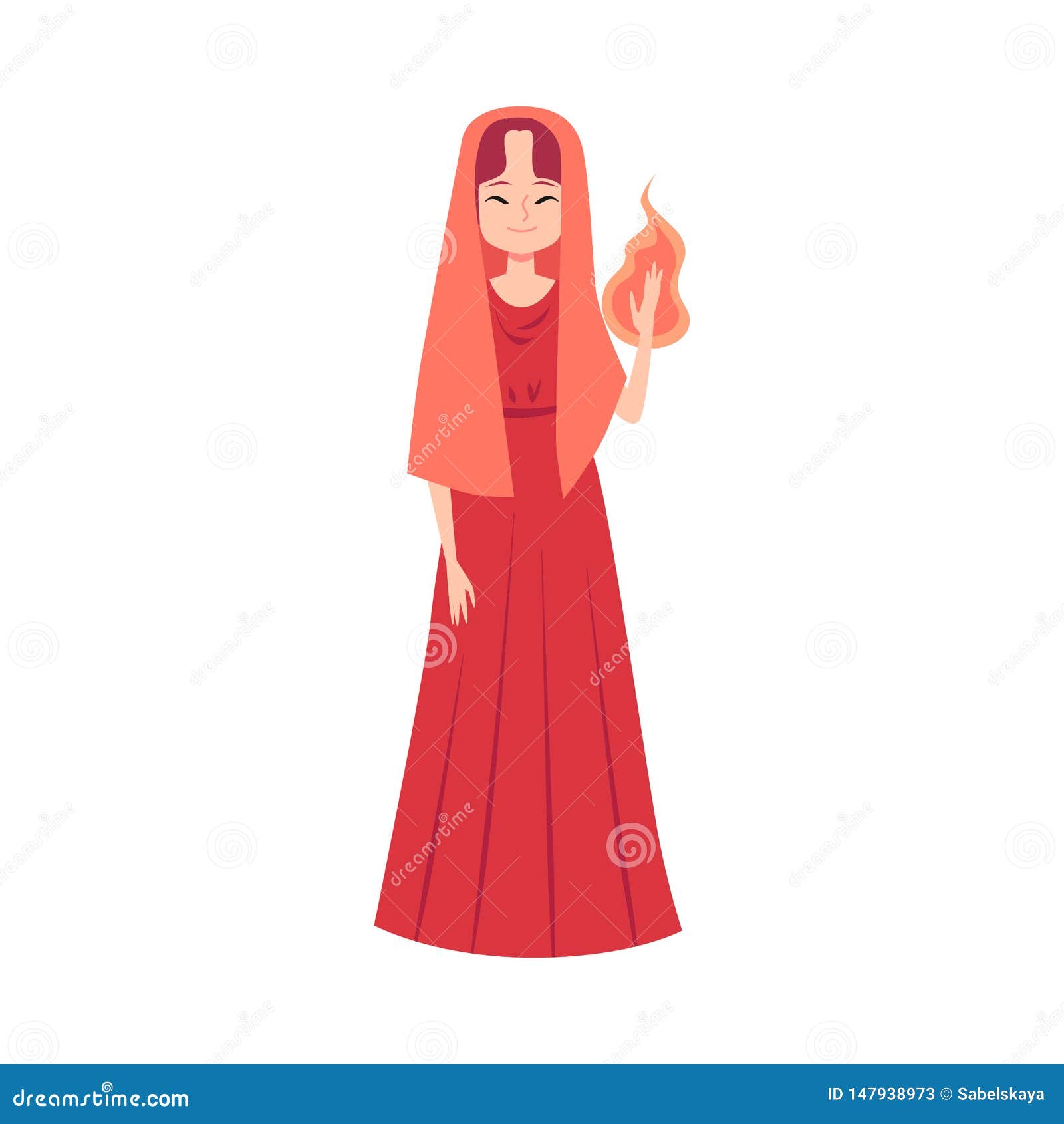 Frau Oder Hestia Griechische Gottin Steht Halten In Der Hand Karikaturart Der Flamme Vektor Abbildung Illustration Von Mythus Zeichen 147938973