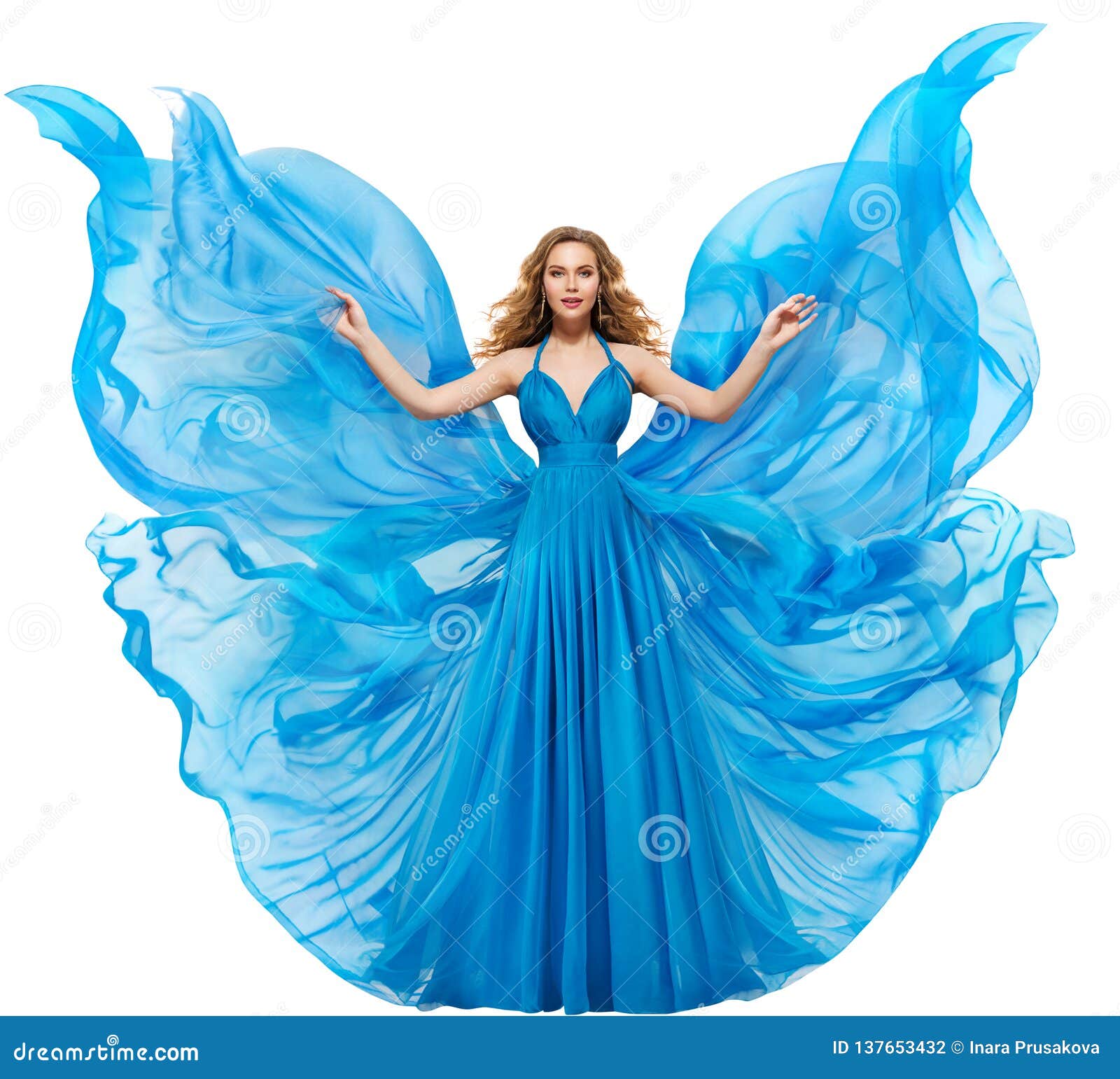 Mode & Beauty Damenbekleidung Blaues Kleid 