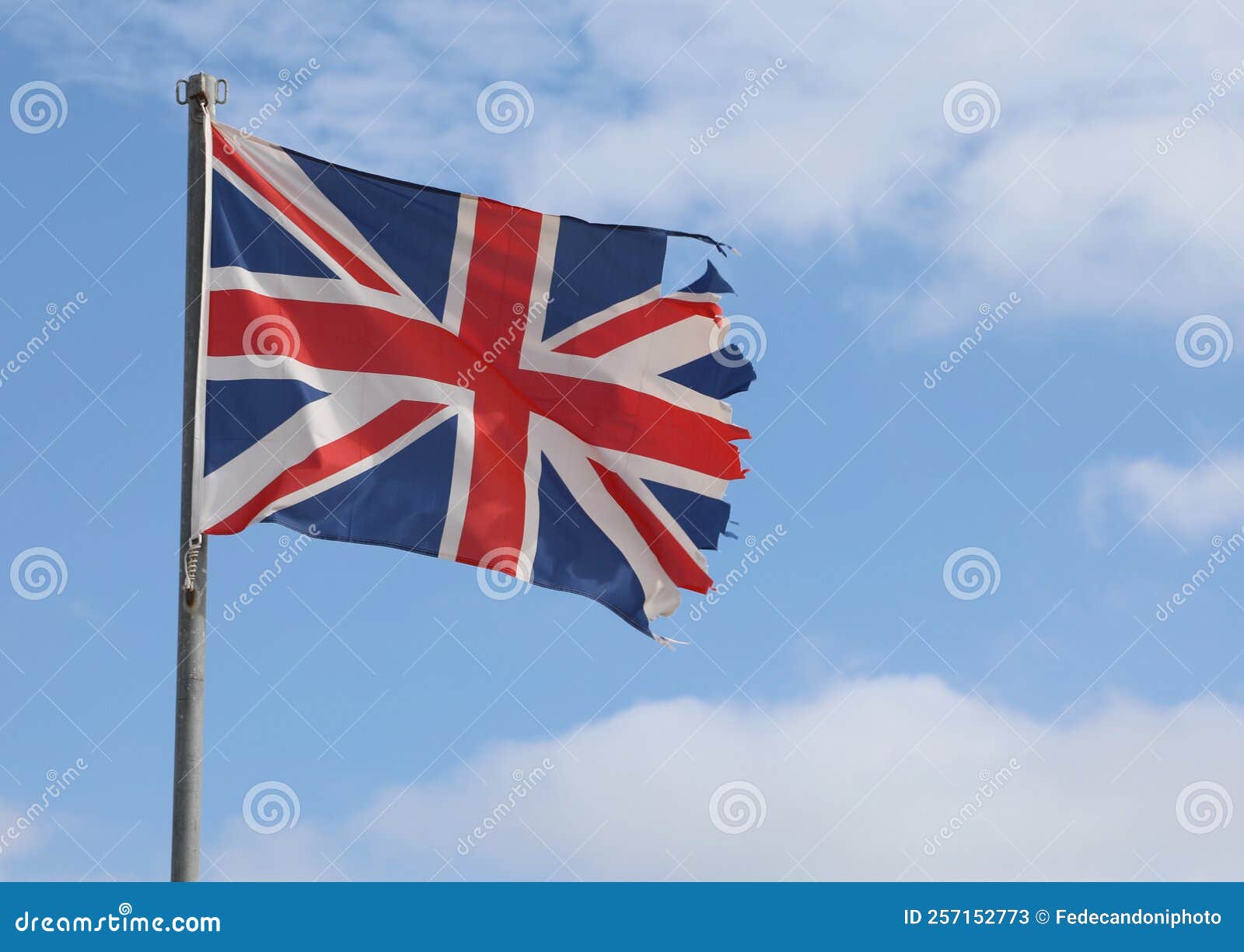 english flag ruined due to bad weather