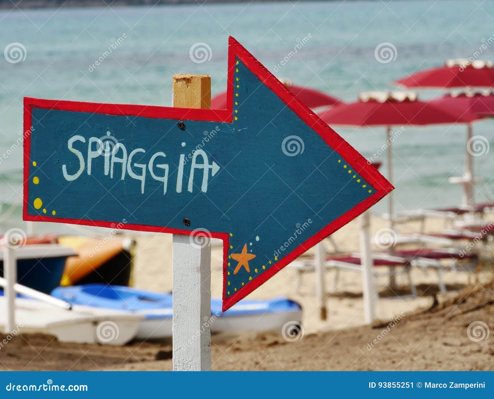 freccia spiaggia arrow blue red