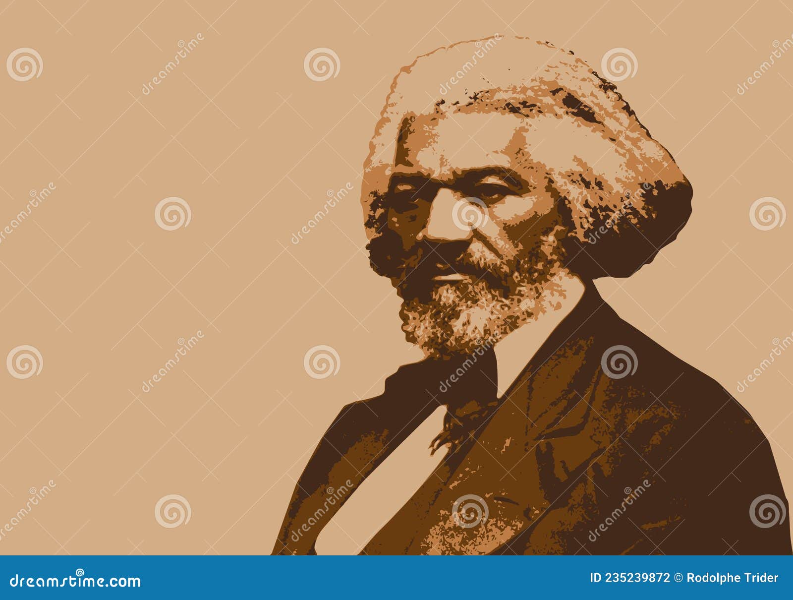 portrait of frederick douglass, american orator and slavery abolitionist.