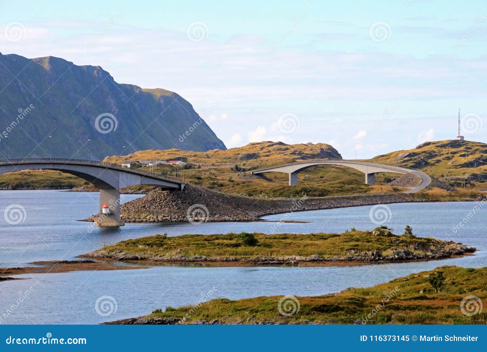 the fredvang bridges, fredvangbruene, are two cantilever bridges, lofoten, norway, europe