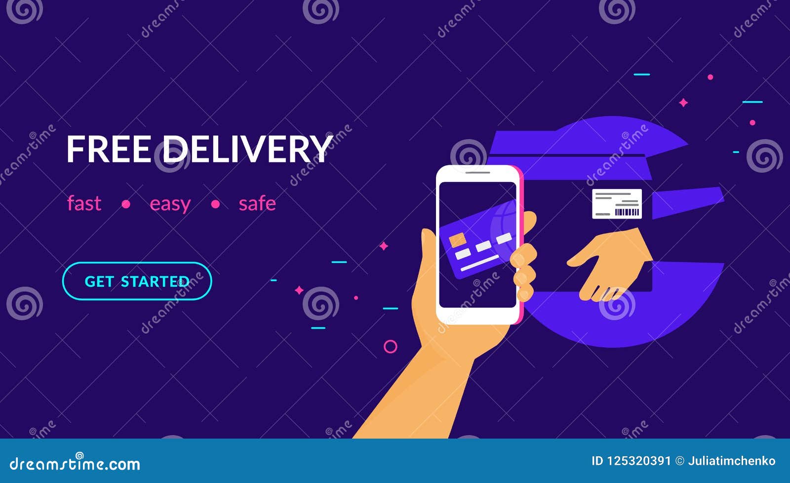 Free Delivery For Clients How Pay By Credit Card Via Mobile App Stock Vector Illustration Of Commerce Digital 125320391