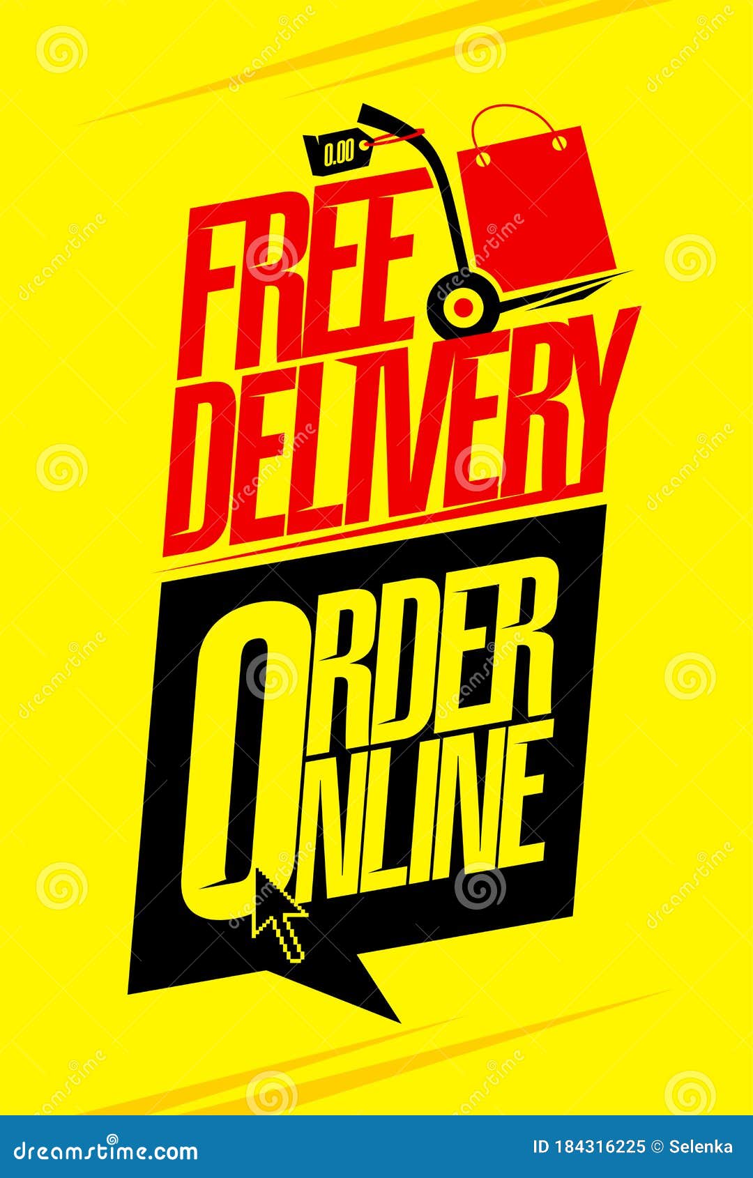 Free Delivery, Order Online Poster Design Stock - Illustration of fast, business: 184316225