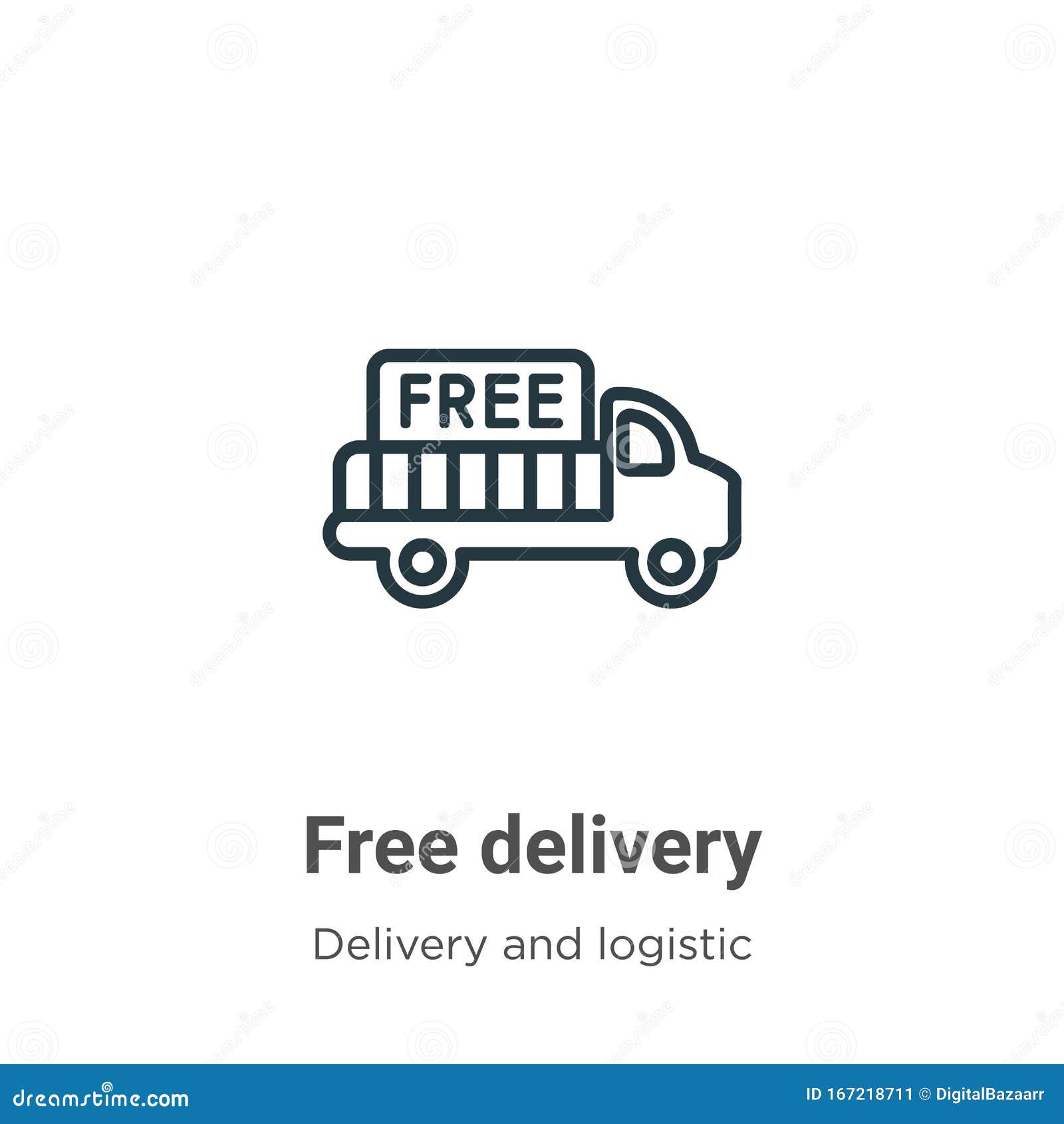 Free Delivery Outline Vector Icon. Thin Line Black Free Delivery Icon, Flat Vector Simple