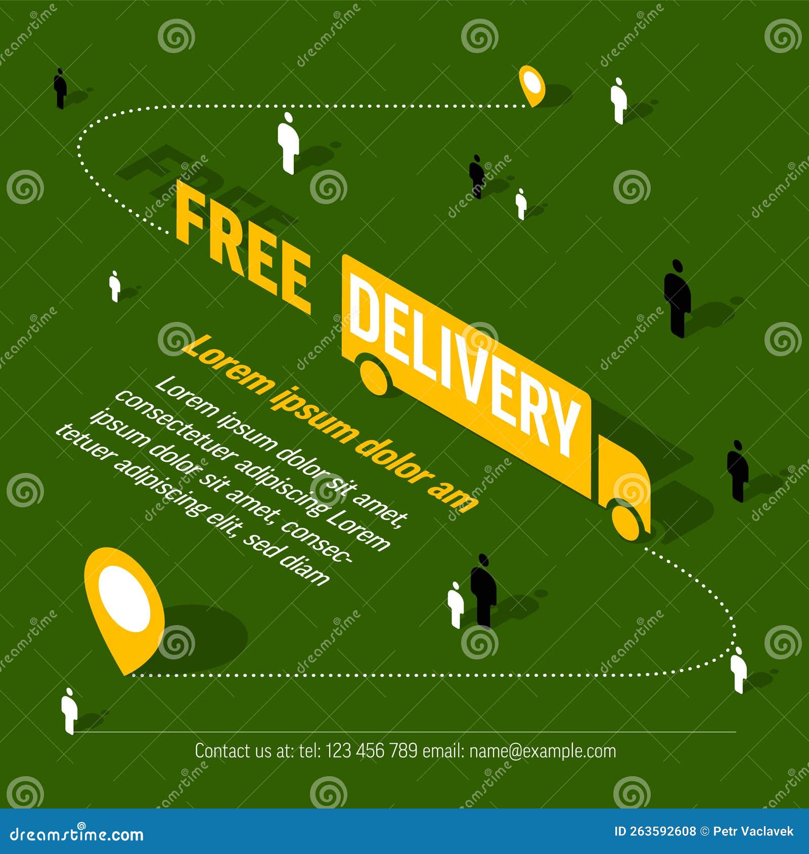 Free Delivery Shipping Flyer Advertisement with Car Icon Stock Vector -  Illustration of shipping, retail: 263592608