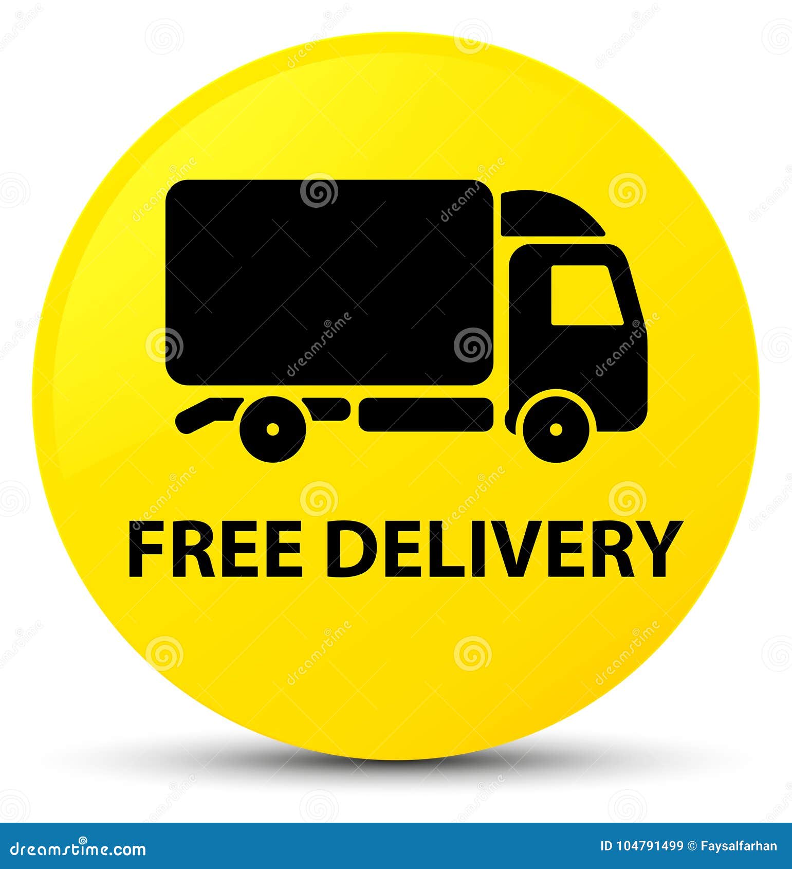 Free Delivery Yellow Round Button Stock Illustration Illustration of round, sign 104791499