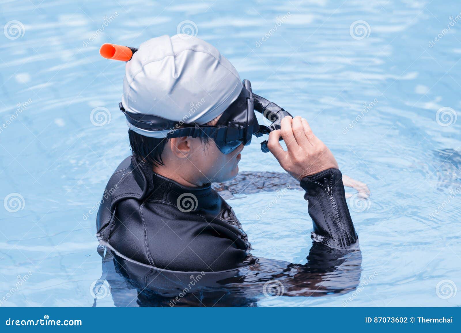 Free Diving Training on Swimming Pool Stock Photo Image of immersion