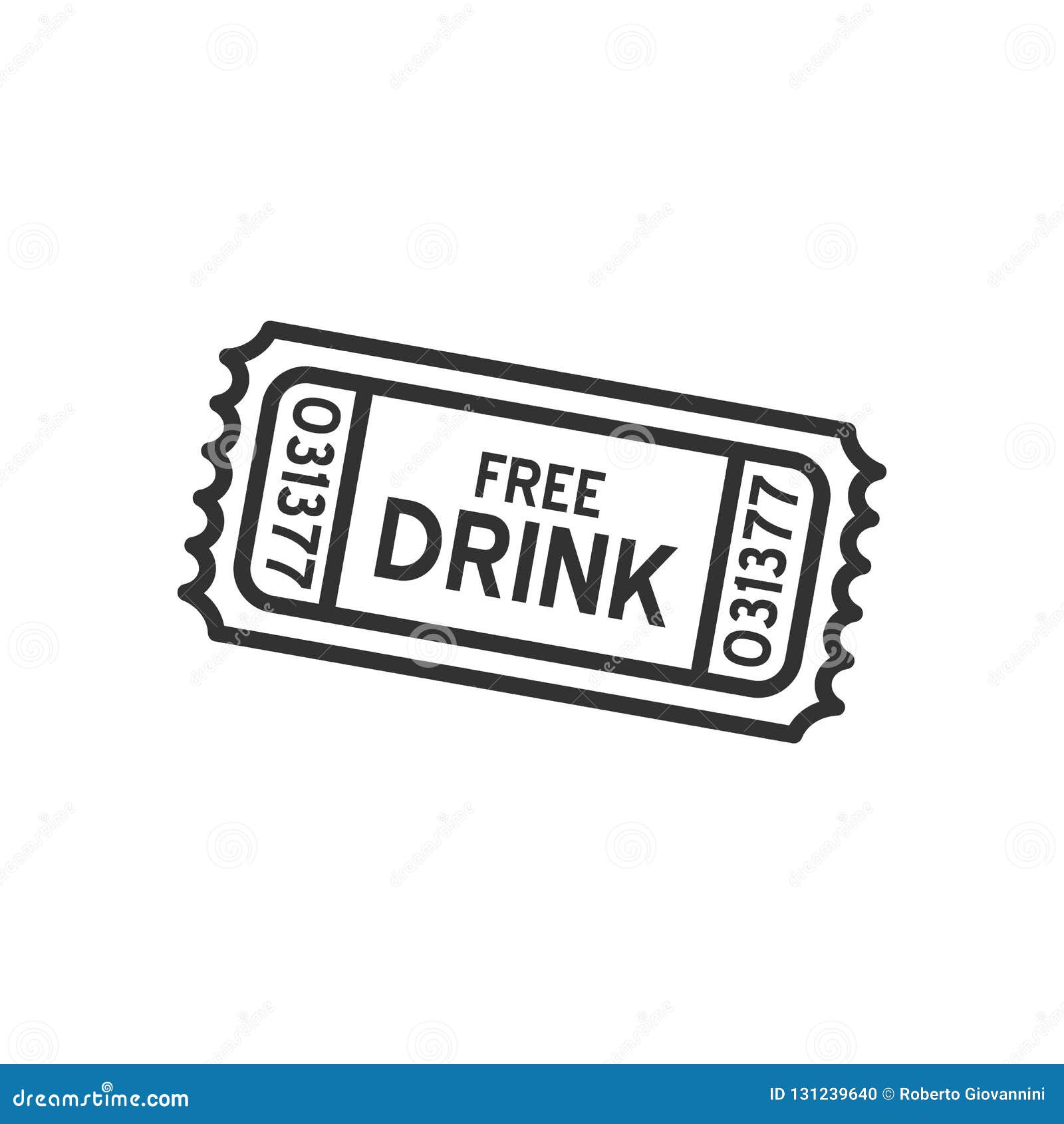 free drink ticket outline flat icon on white