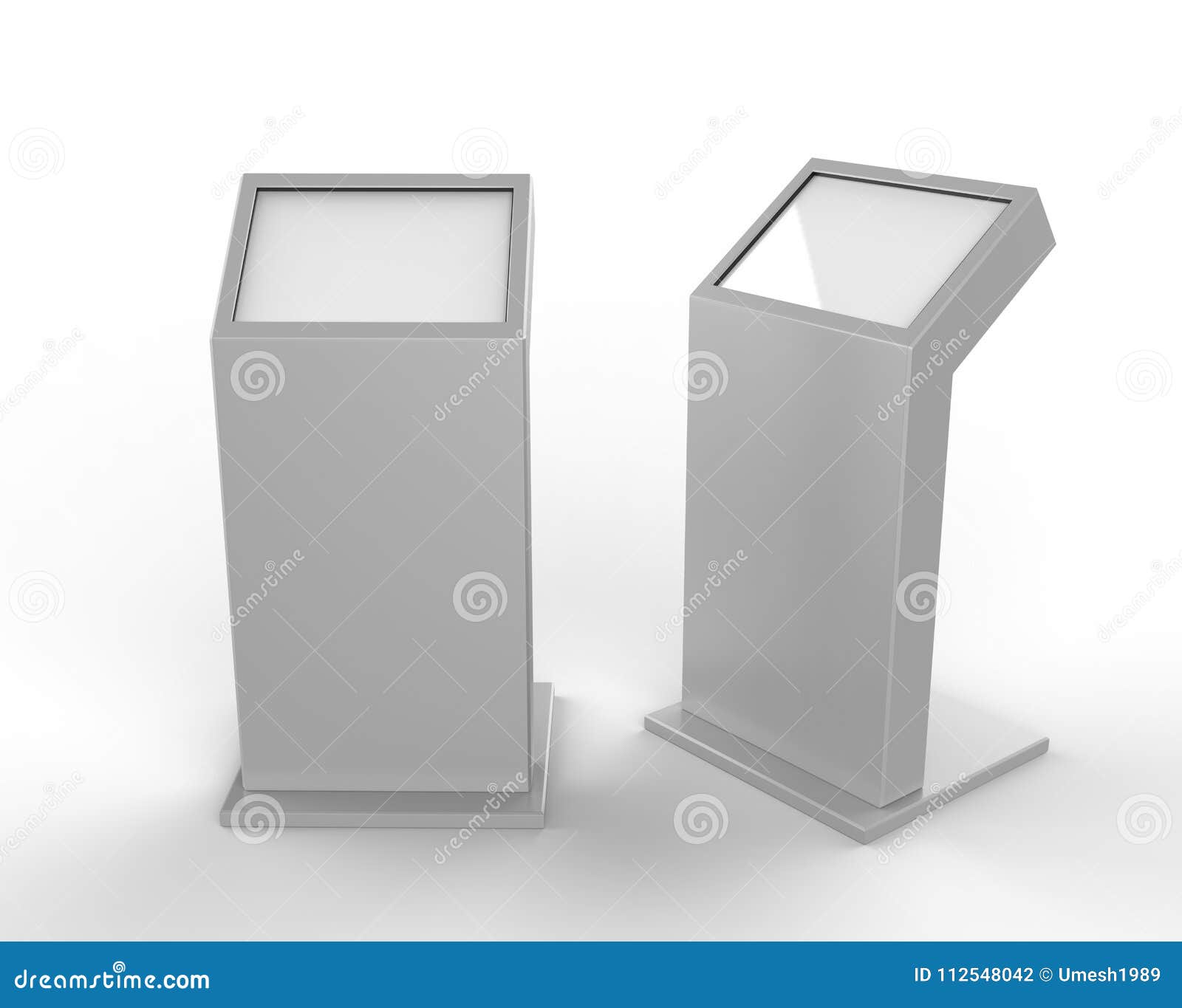 mini free floor standing lcd touch screen kiosk. 3d render .