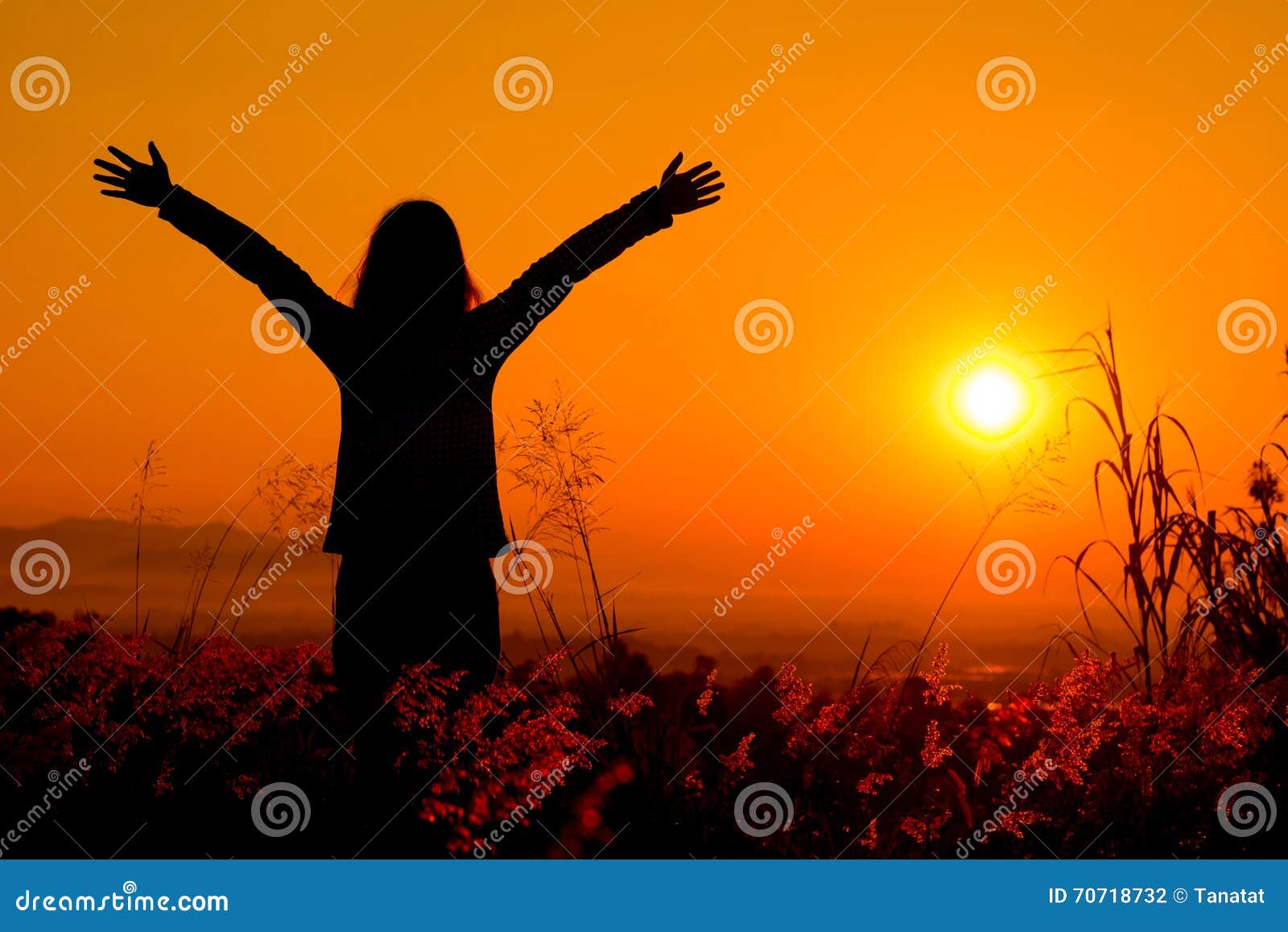 Free happy woman enjoying sunset Stock Photo by ©Maridav 26073829