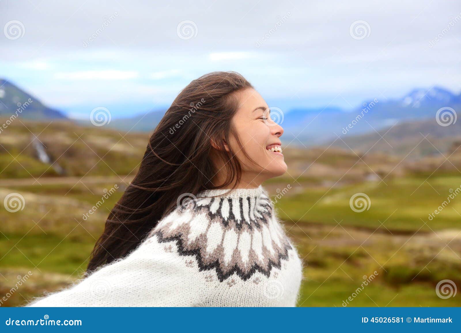 Free Happy Woman on Iceland in Icelandic Sweater Stock Image - Image of ...