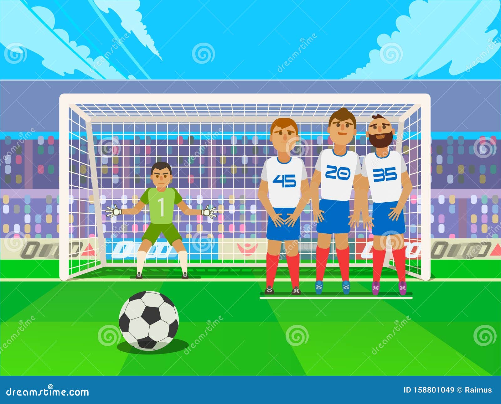 Free Kick Game Situation Penalty Shot With Goalkeeper At Soccer Stock Vector Illustration Of Blocked Grass