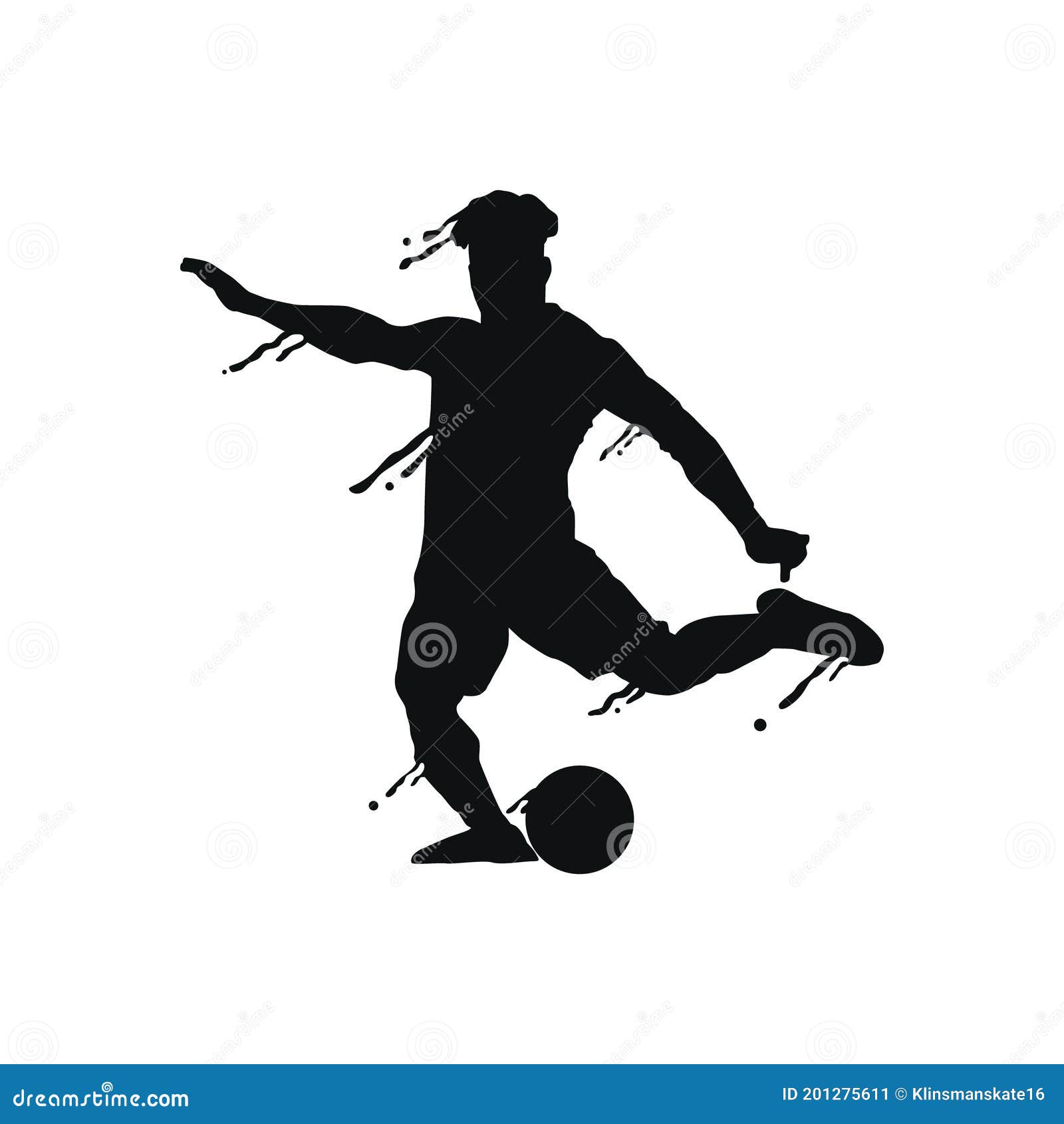 Free Kick Pose Football Splash Silhouette Design Vector Stock