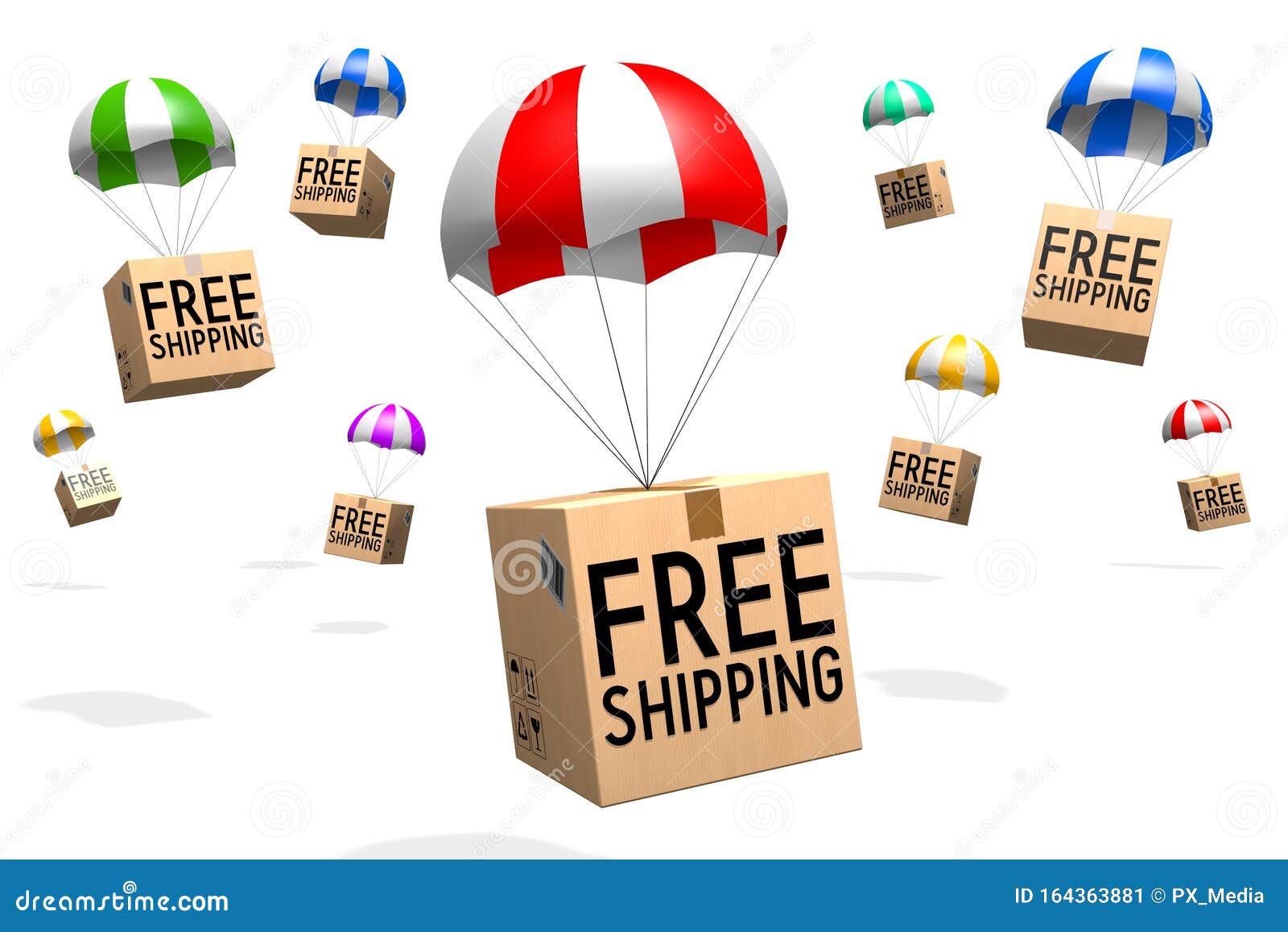 Free Package Shipping Concept 3D Rendering Stock Illustration