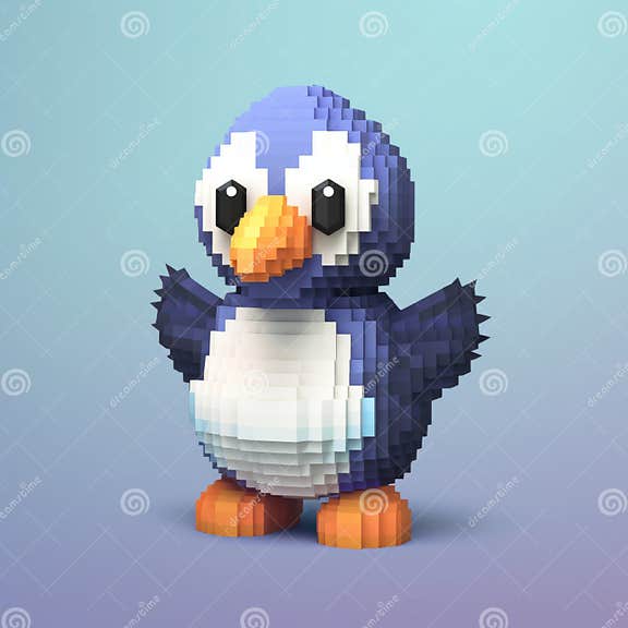 Free Pixel Art Penguin for 3d Modeling: Cute Minecraft Character Stock ...