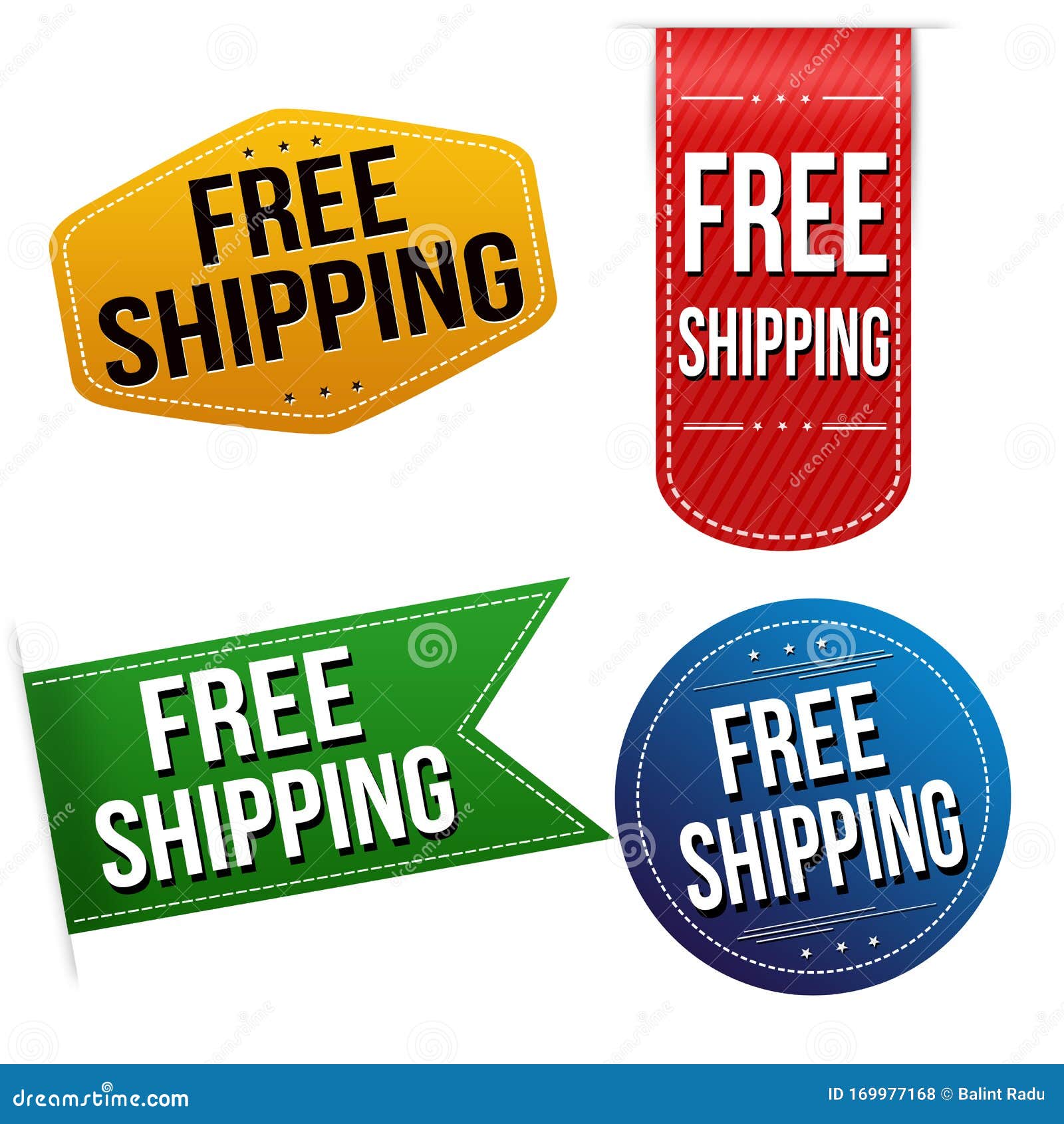 Free Shipping Sticker or Label Set Stock Vector Illustration of money