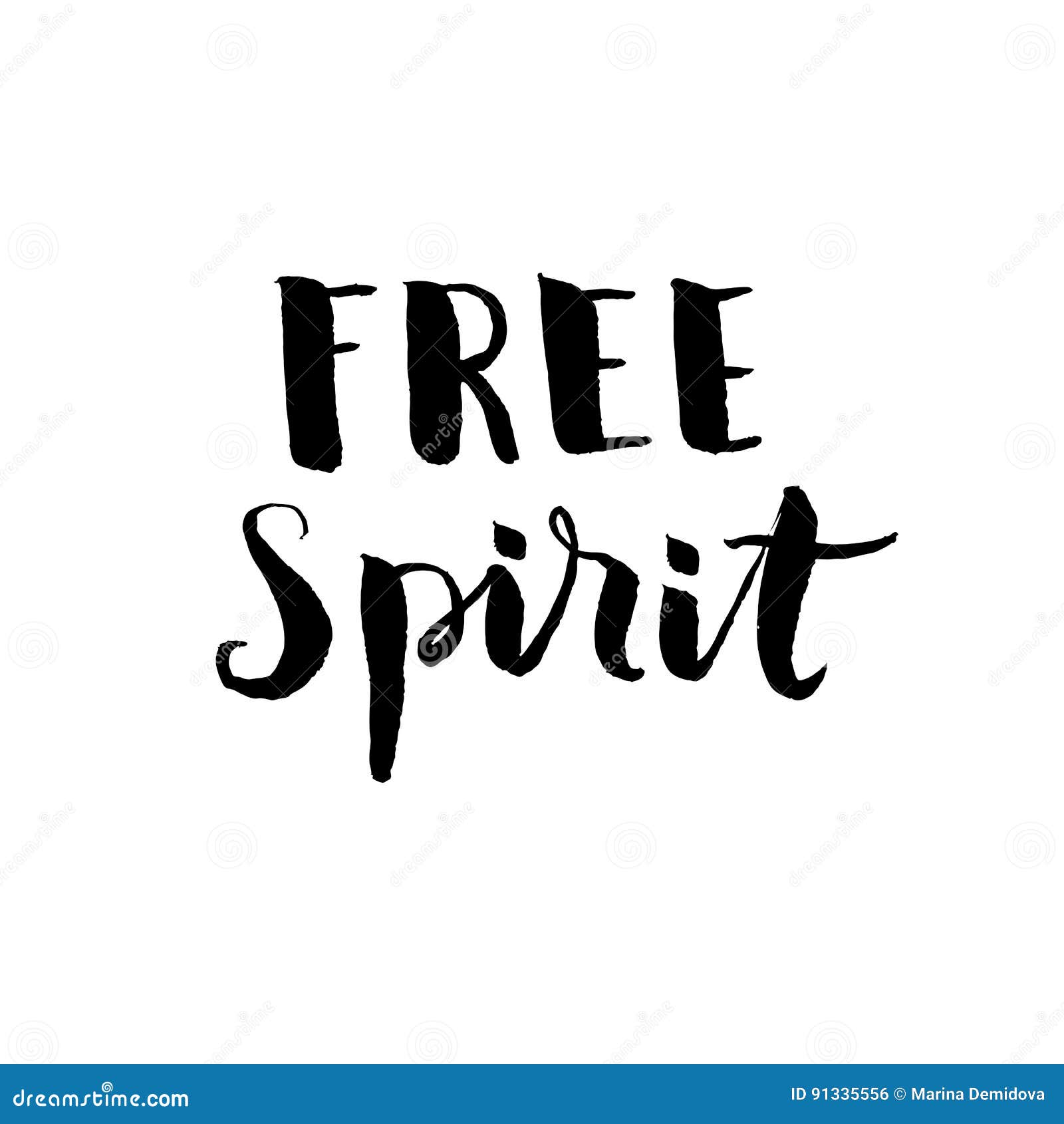 Free Spirit Lettering Design Isolated Vector Stock Vector