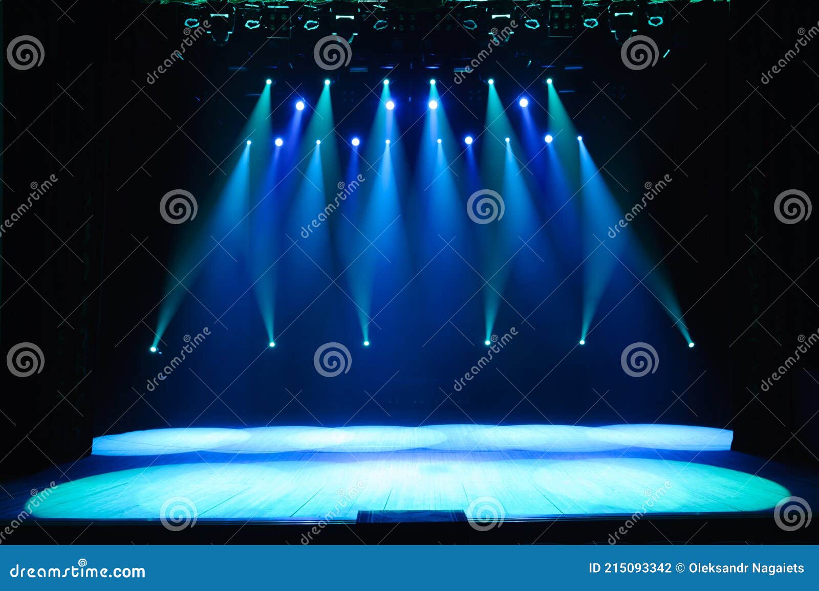 Free Stage with Lights, Lighting Devices on the Consert. Stock Photo