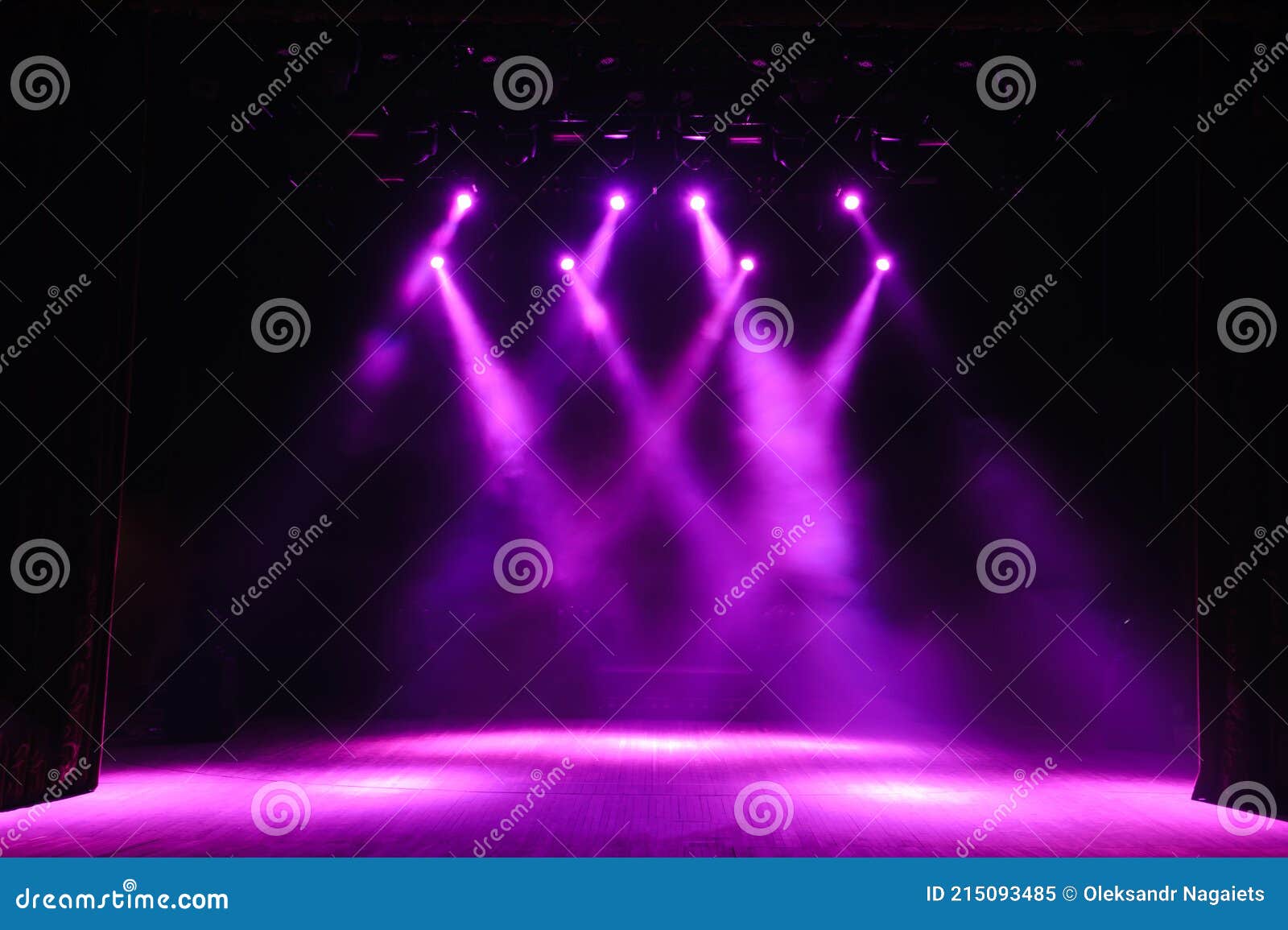 Free Stage with Lights, Lighting Devices on the Consert. Stock Image