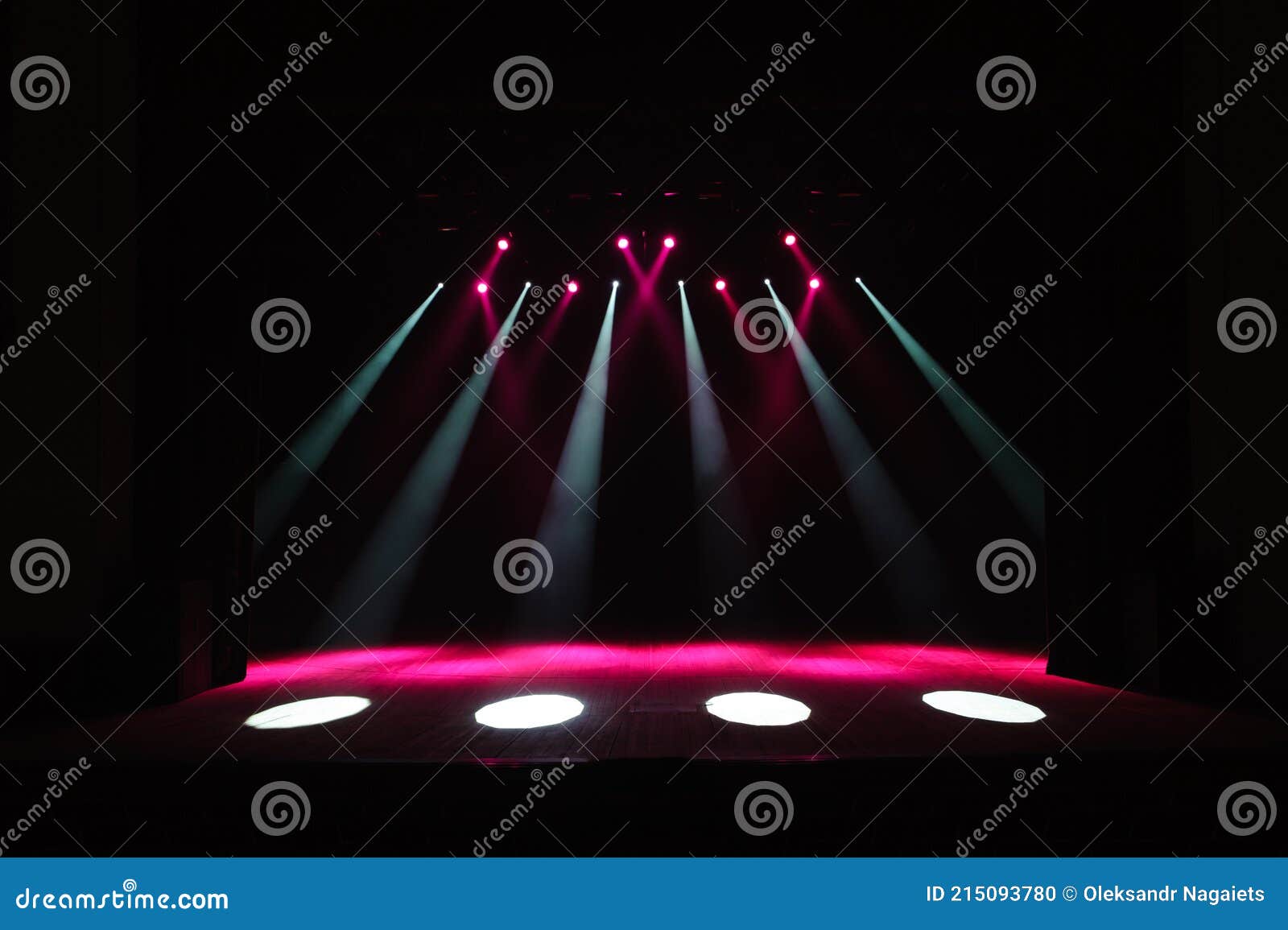 Free Stage with Lights, Lighting Devices on the Consert. Stock Photo