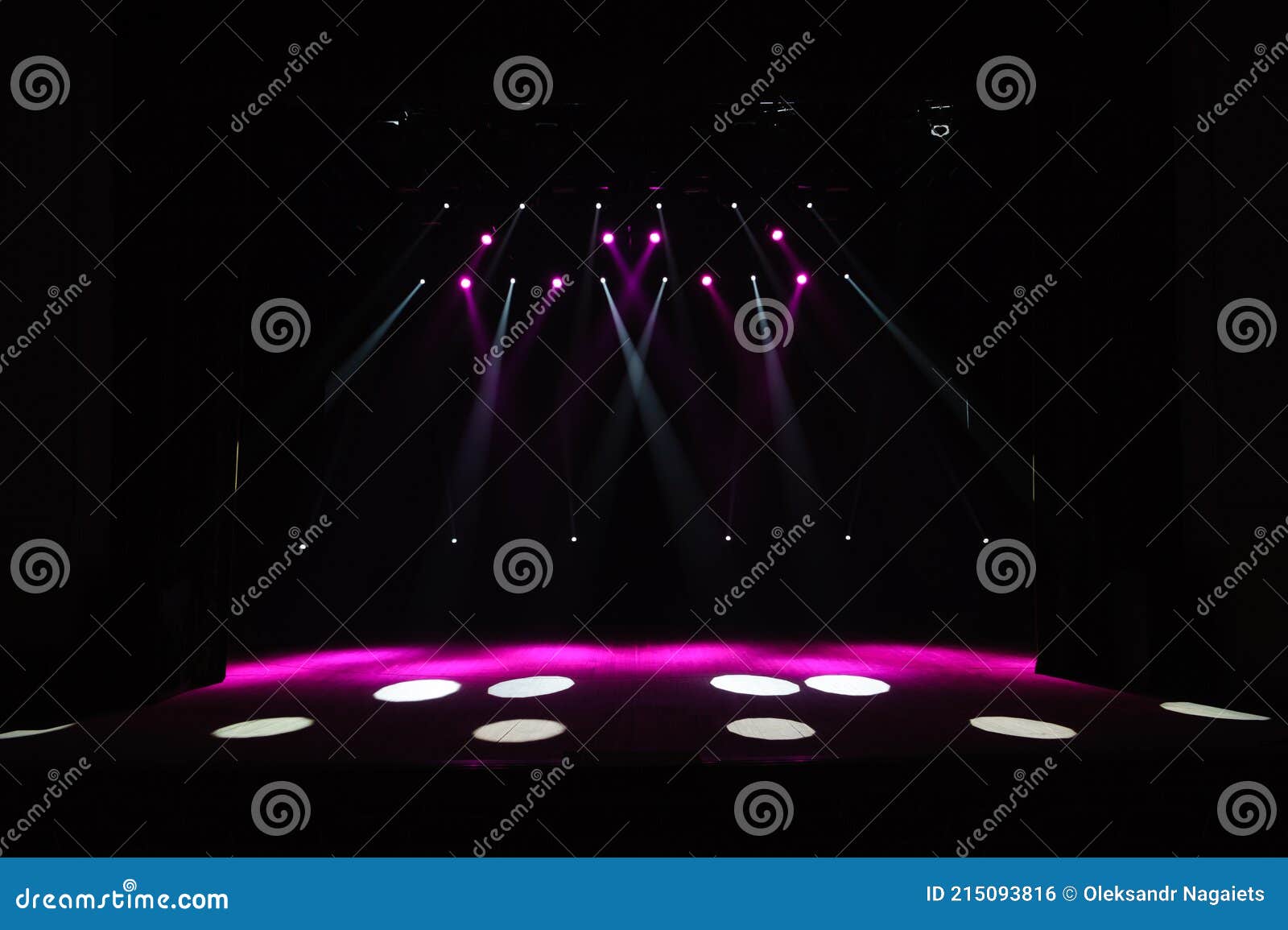 Free Stage with Lights, Lighting Devices on the Consert. Stock Photo