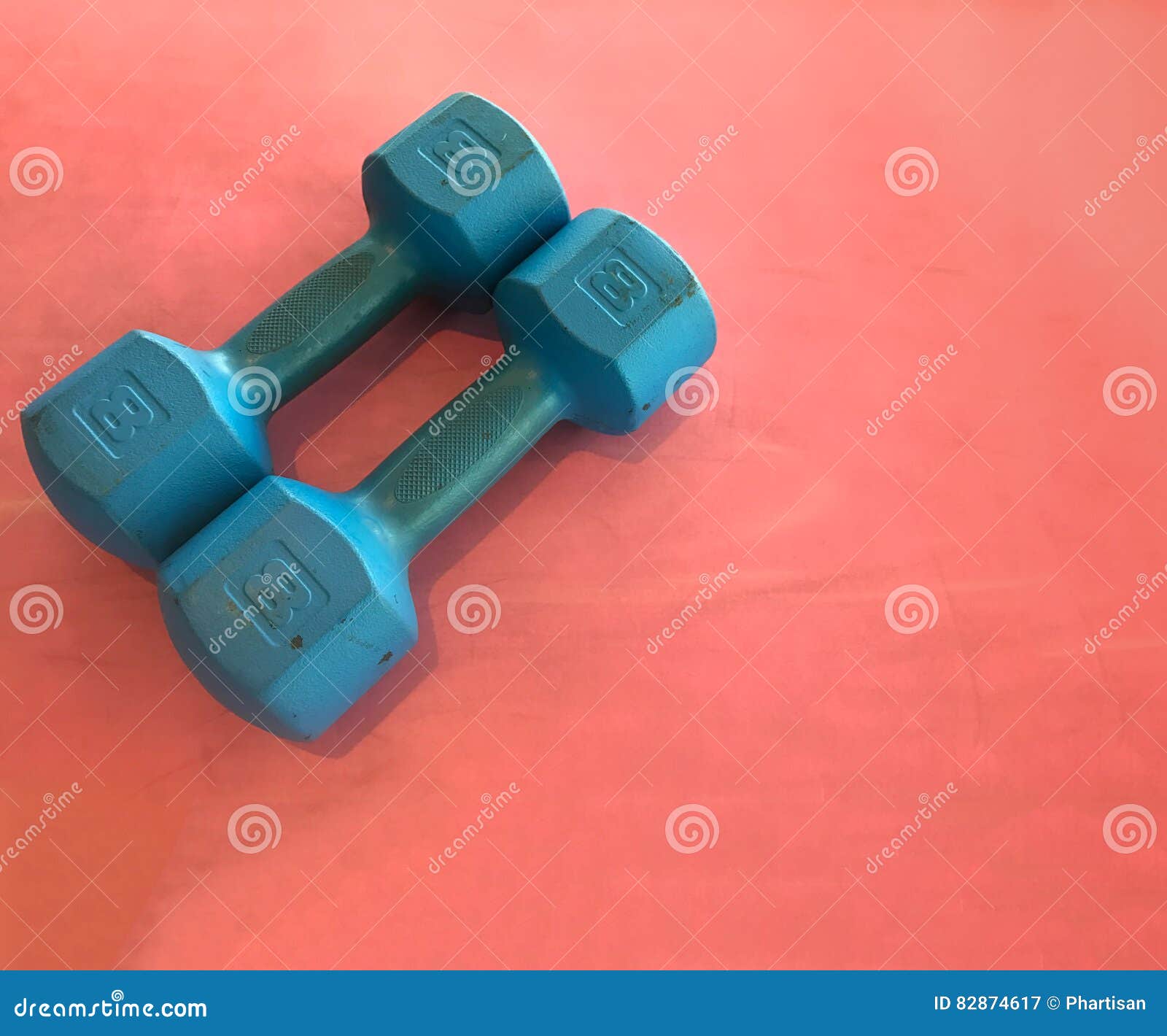free weights on matt. health and fitness concept