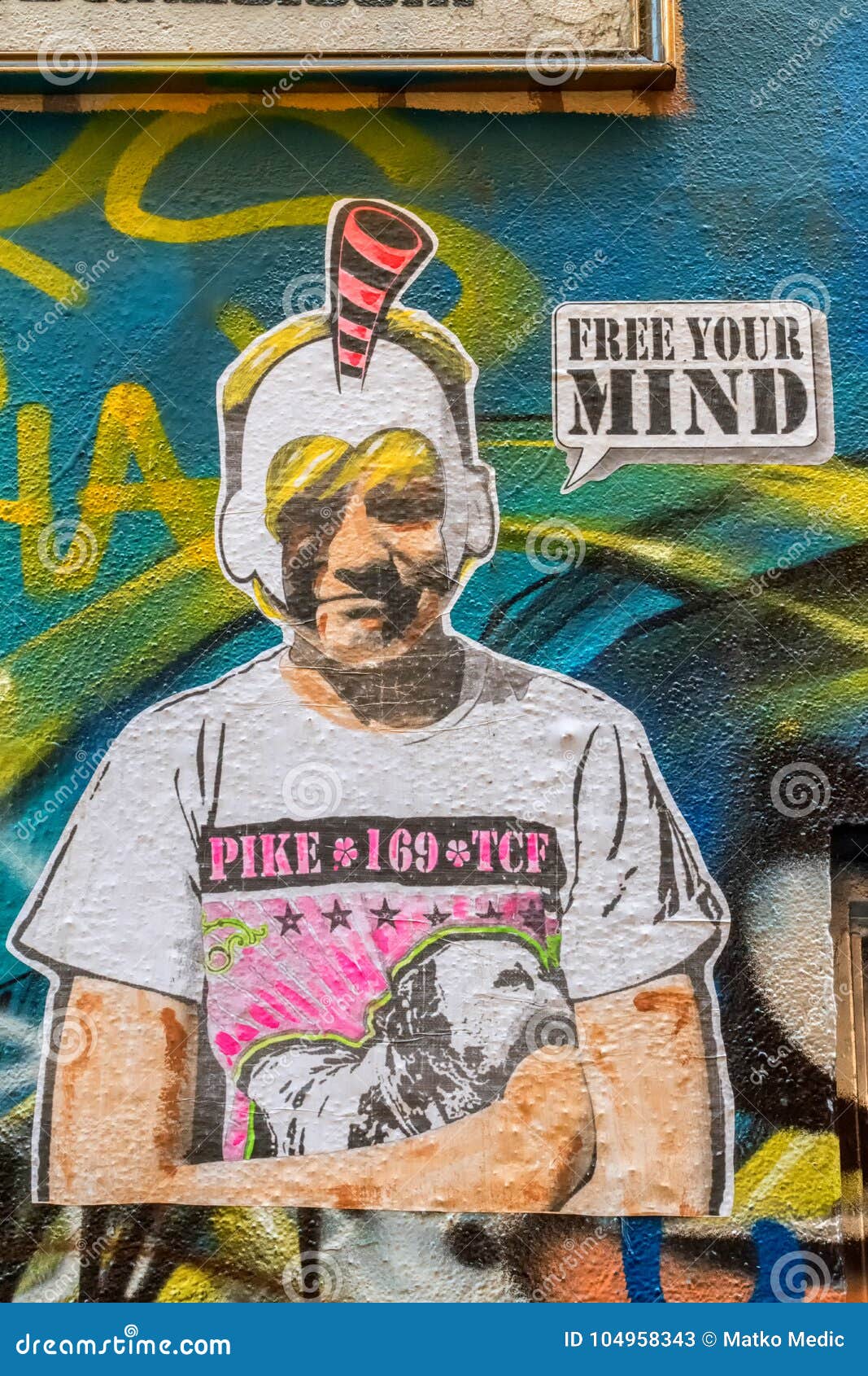 Free your mind graffiti editorial stock photo. Image of artistic