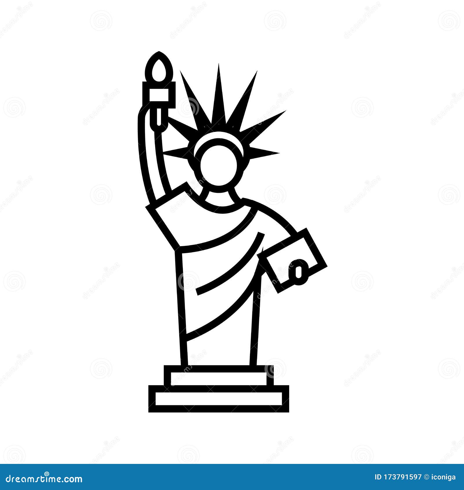 Freedom Statue Line Icon, Concept Sign, Outline Vector Illustration ...