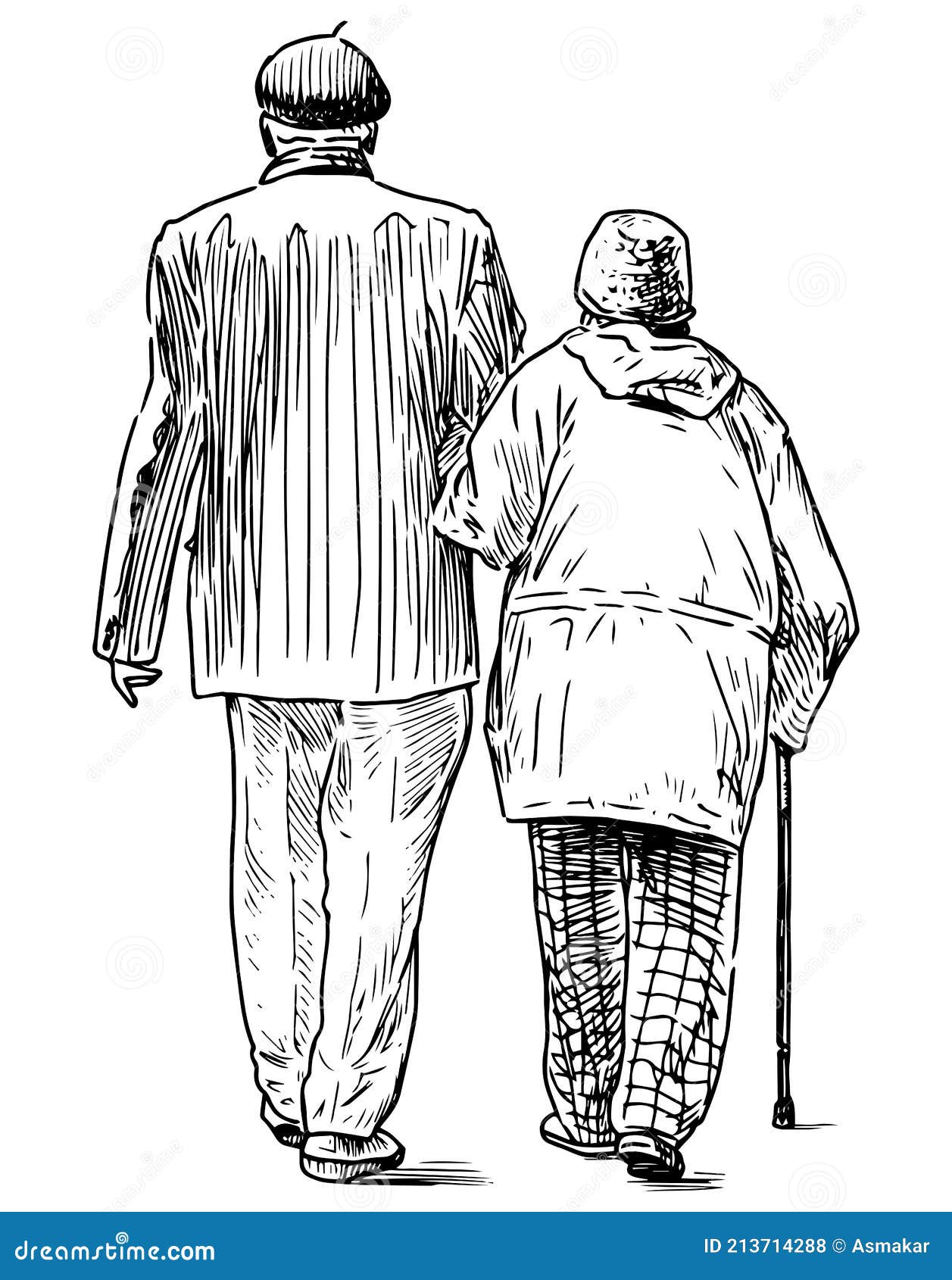 Couple walking together holding hands in continuous line art drawing style  Loving man and woman Romantic date Black linear sketch isolated on white  background Vector illustration Stock Vector  Adobe Stock