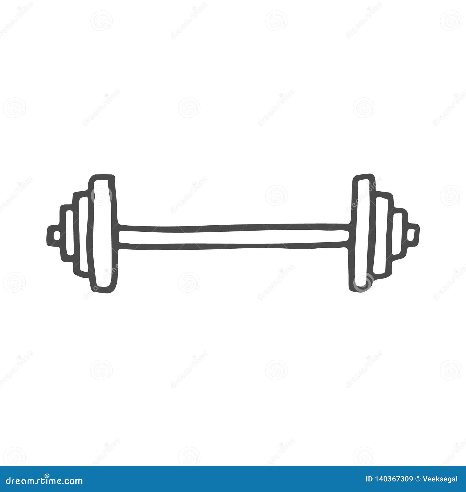 Freehand Drawn Cartoon Barbell. Vector Doodle Rod. Stock Vector -  Illustration of bodybuilding, isolated: 140367309