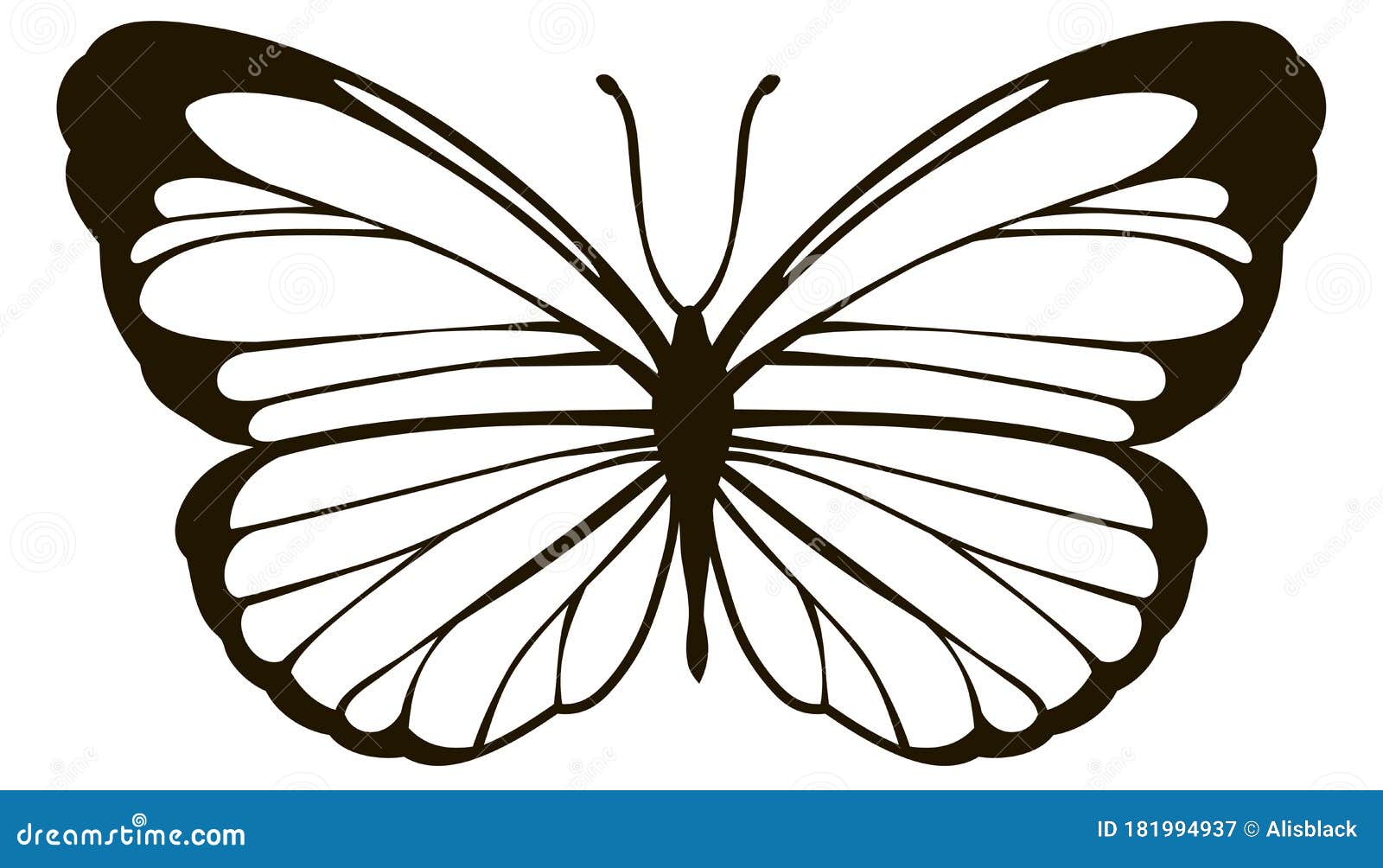 Simplified Stylized Lovely Butterfly Vector Outline Stock Vector ...