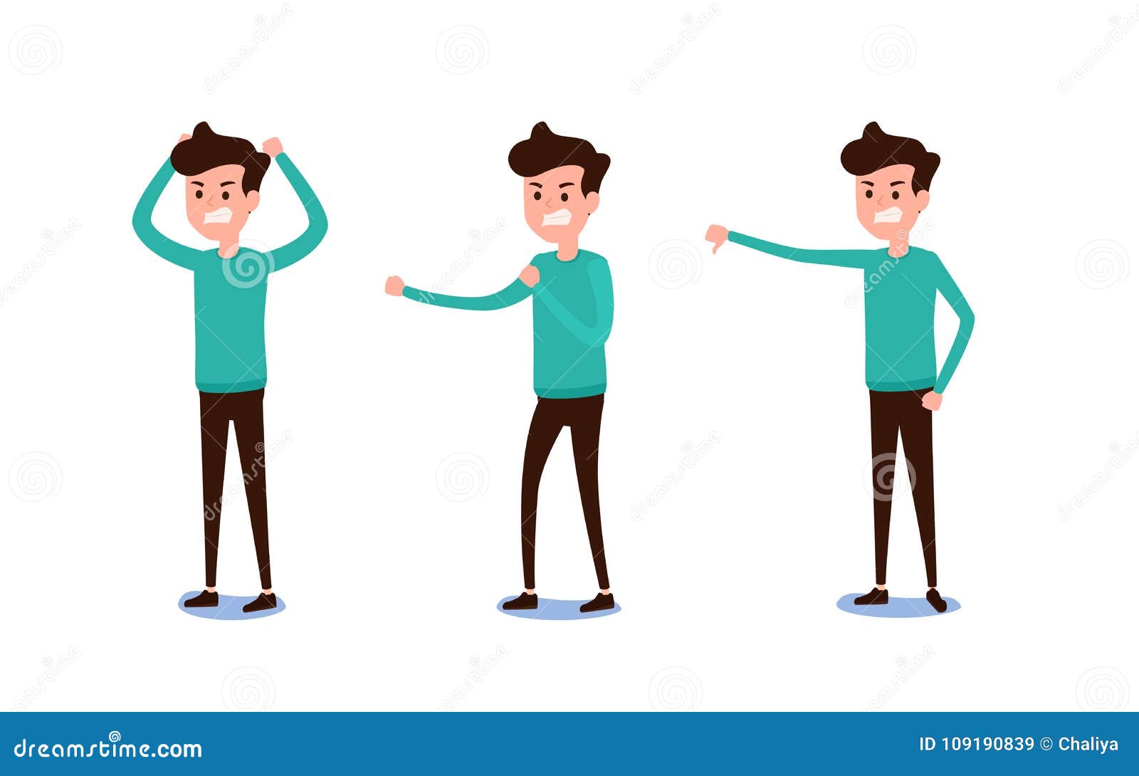Freelance Character Design. Set of Guy in Casual Clothes in Various