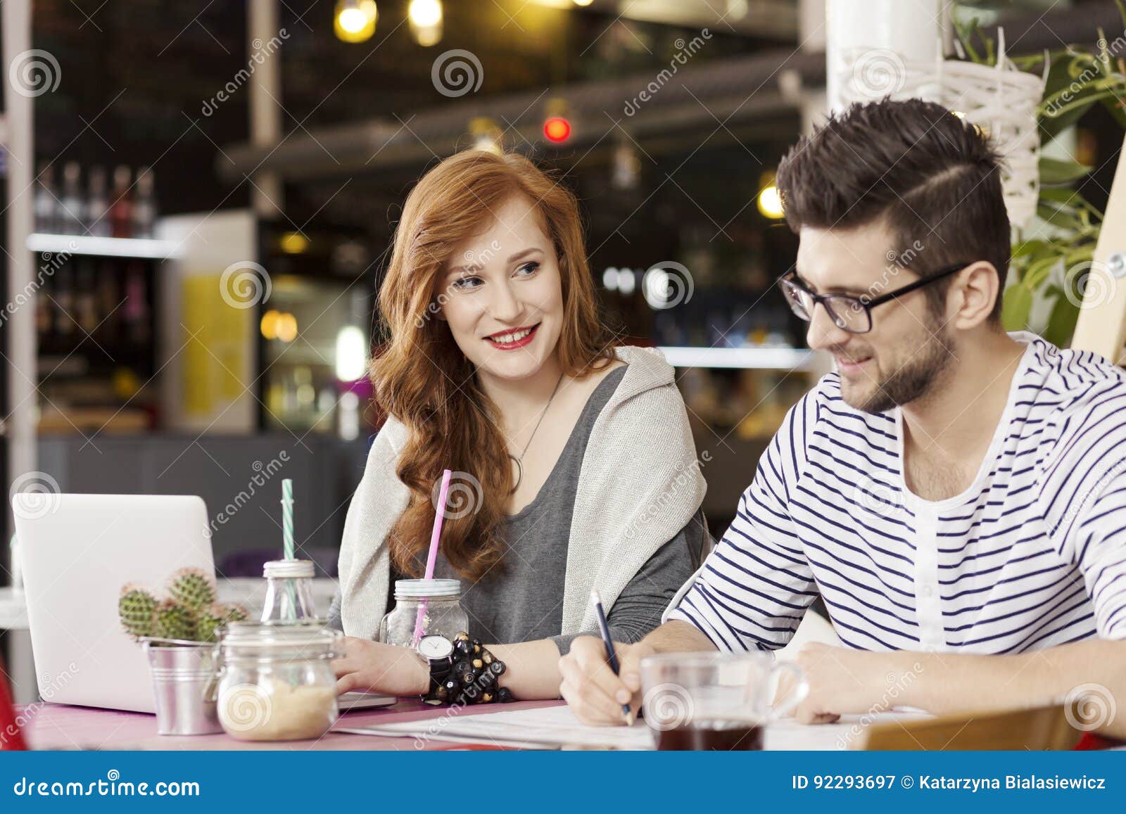 freelance couple enjoying coffee break