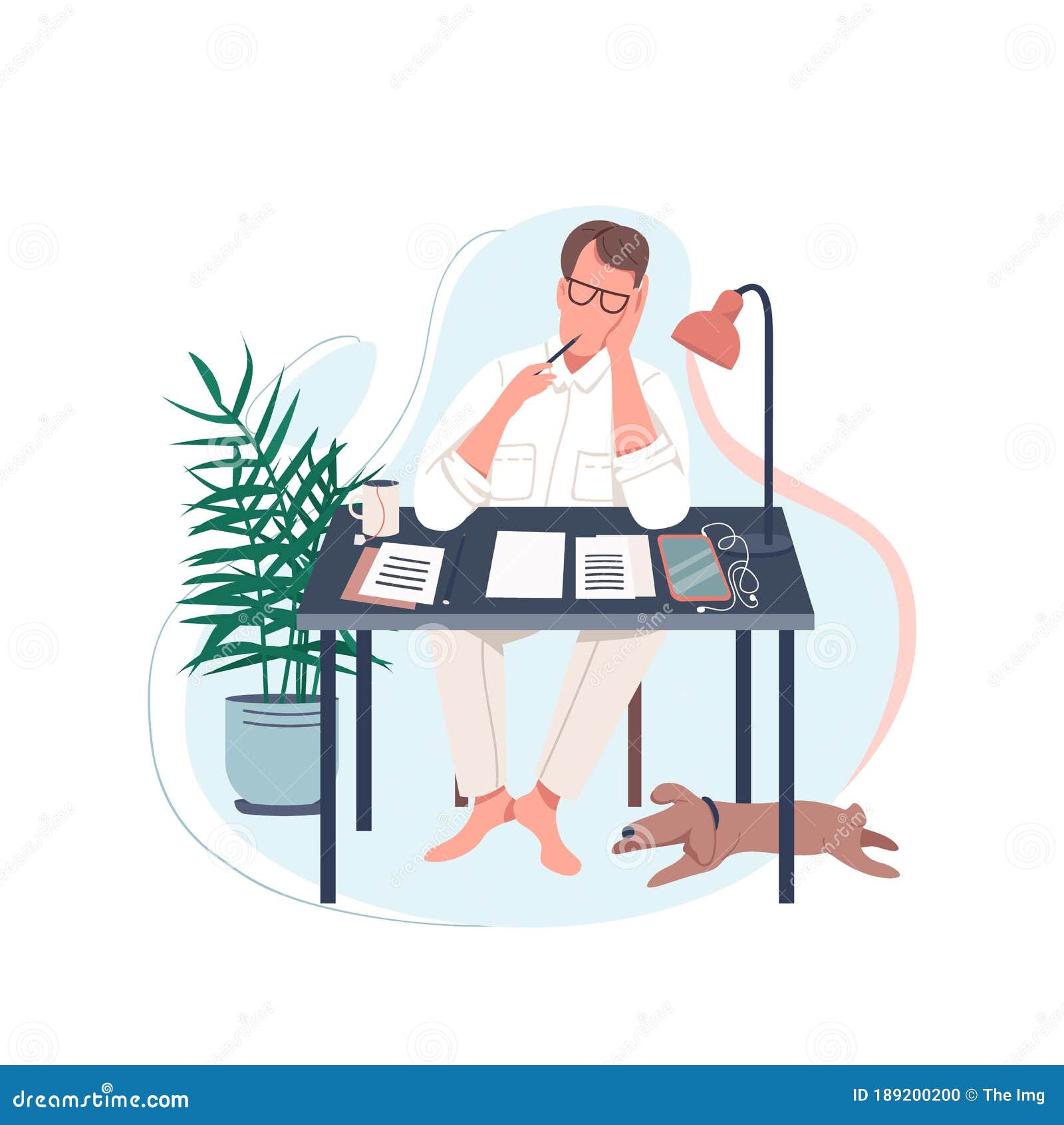 Download Freelance Writer Flat Color Vector Faceless Character Stock Vector - Illustration of male ...