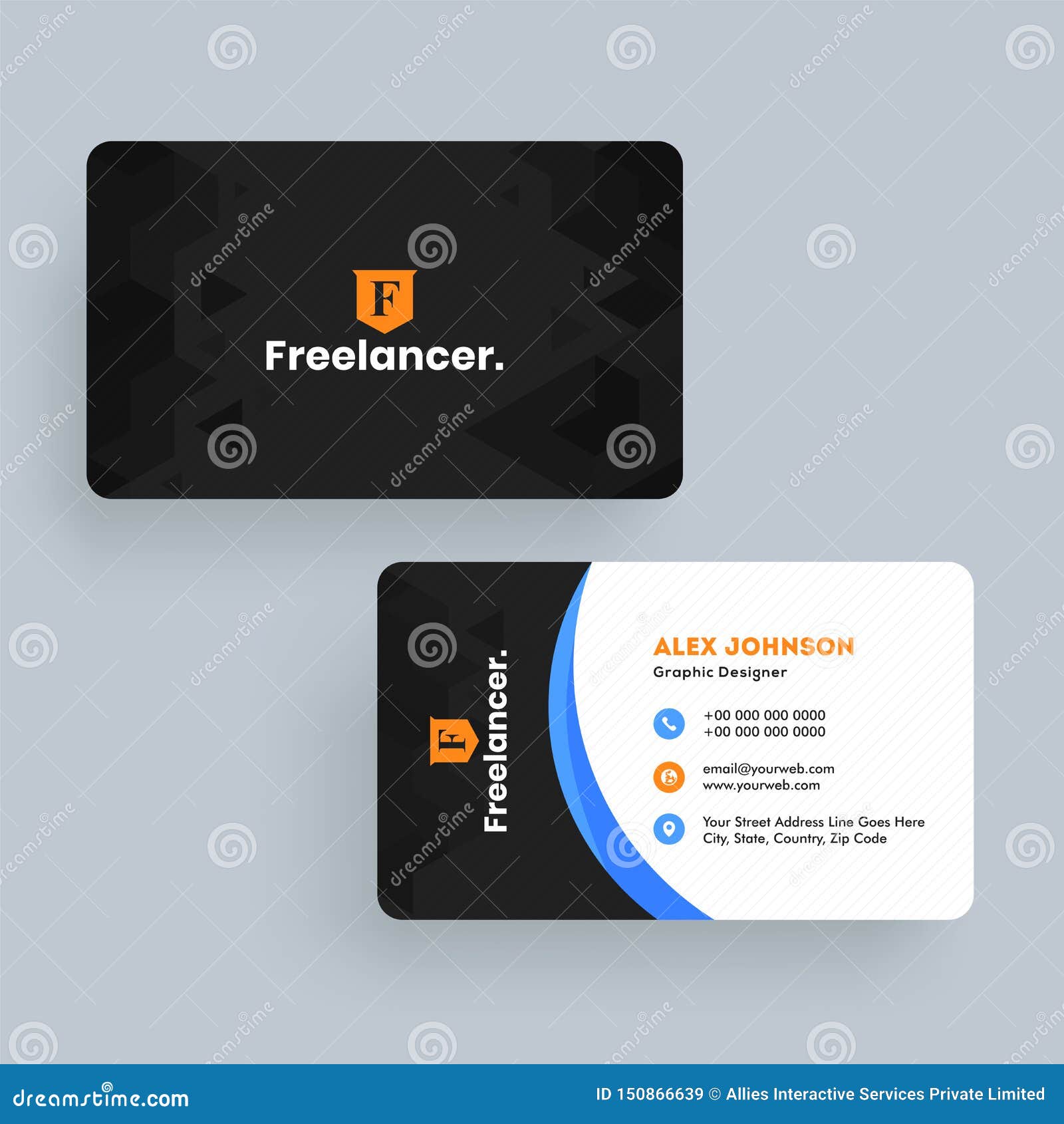 Freelancer Business Card or Horizontal Template Design. Stock Within Freelance Business Card Template