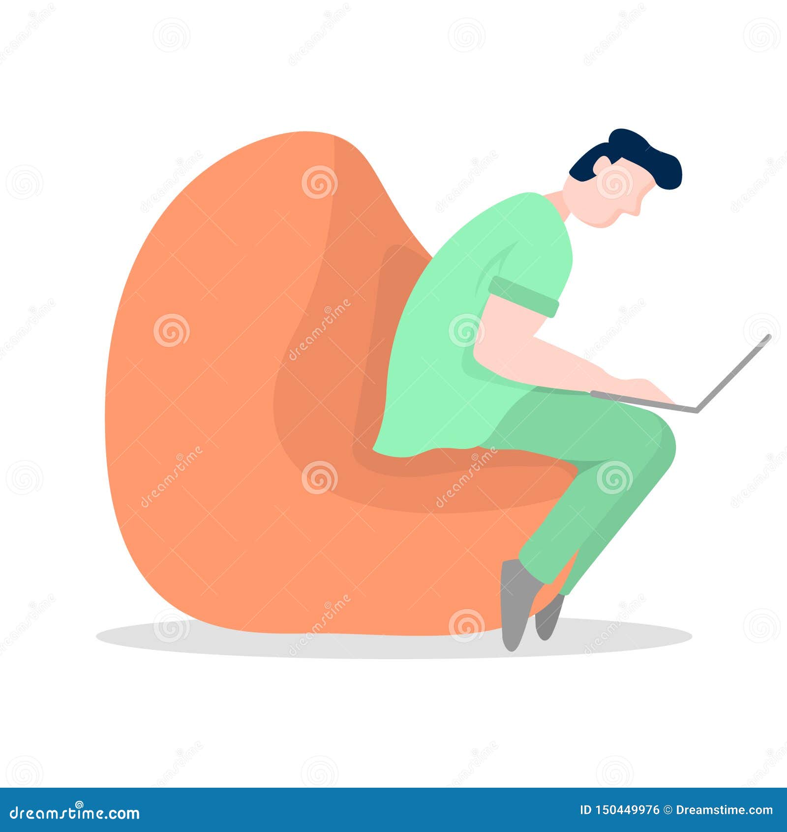 Freelancer Guy on a Bean Bag Chair Stock Vector - Illustration of exercise,  home: 150449976