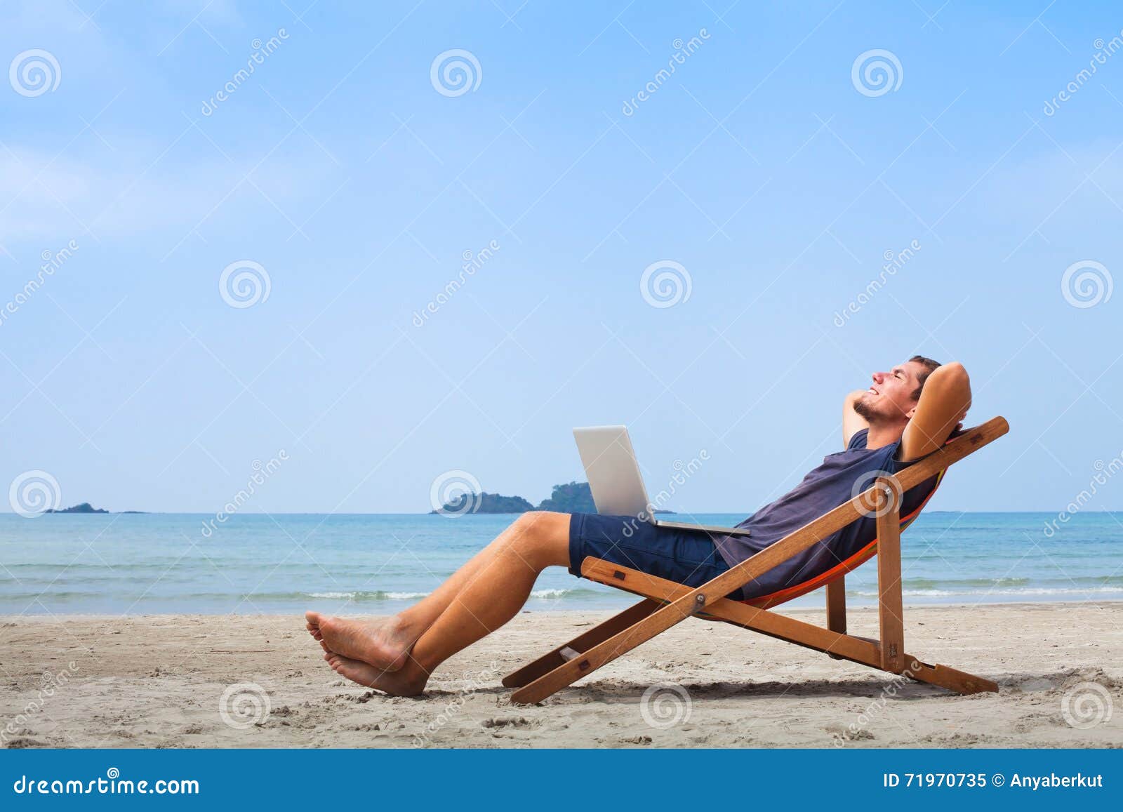 Freelancer, Happy Successful Businessman on the Beach Stock Image ...