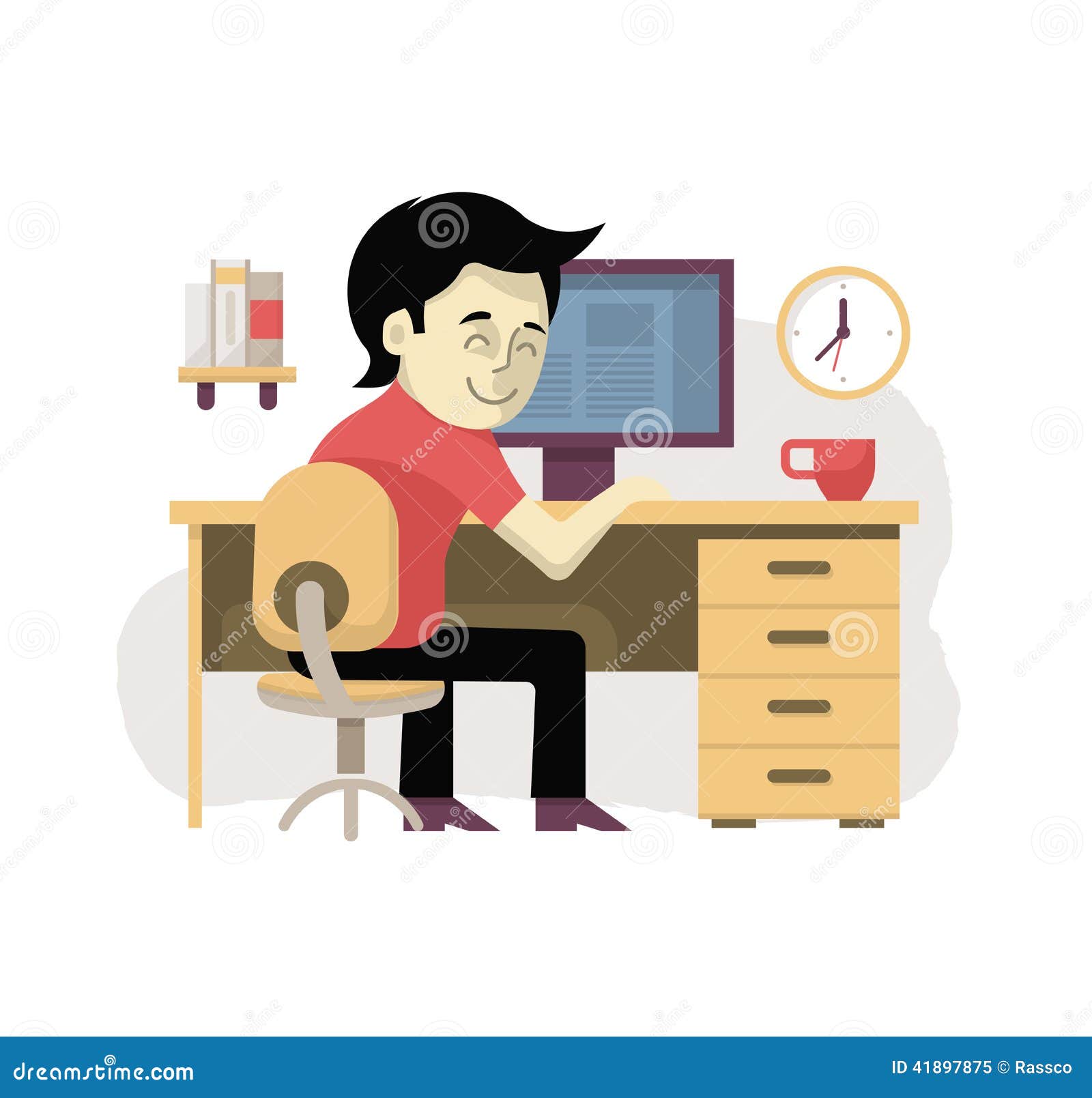  Freelancer  At His Workplace Stock Vector Image 41897875