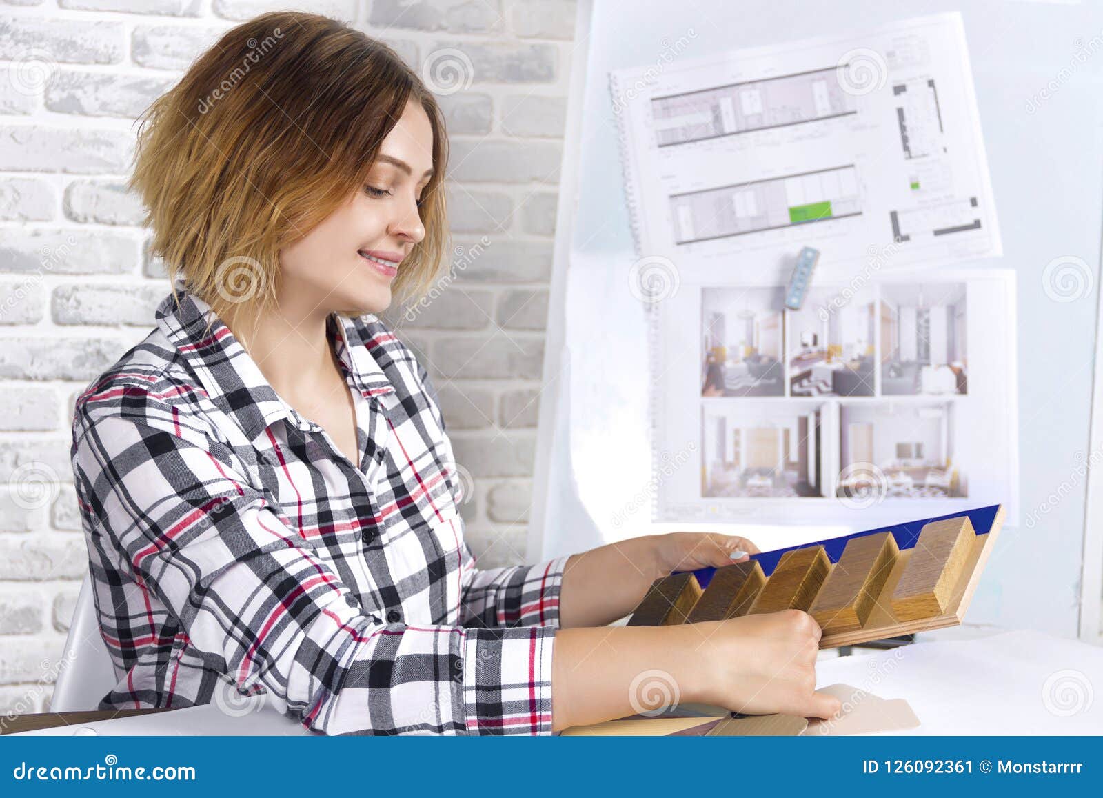 Freelancer Interior Designer Working in Design Studio Stock Image