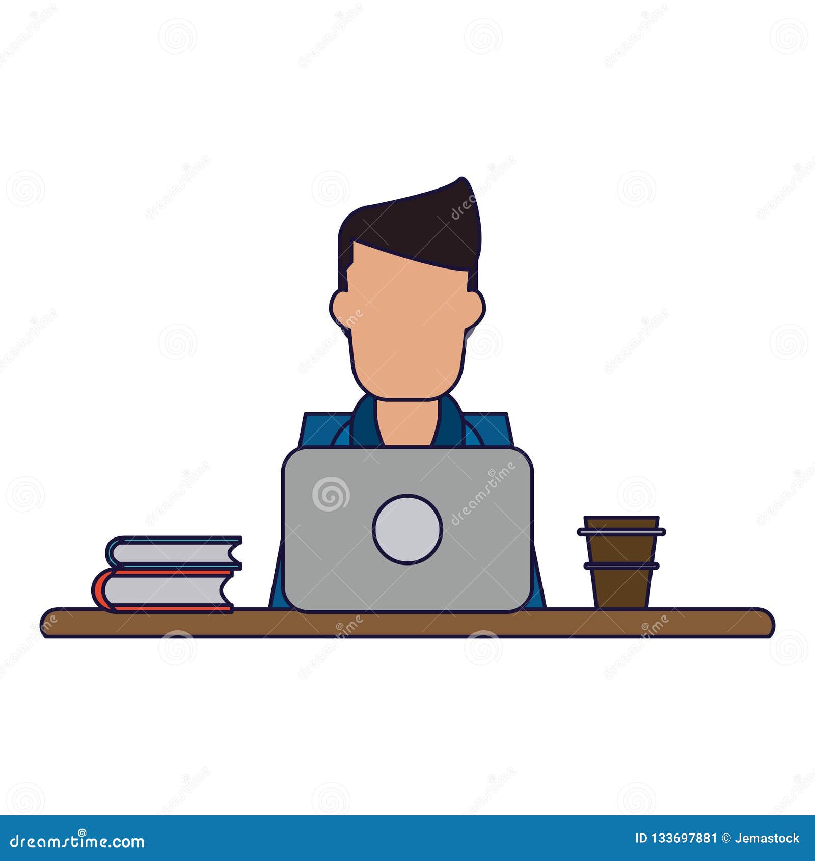 Man User Icon  With Laptop Computer Person Profile Avatar Vector  illustration Stock Vector  Adobe Stock