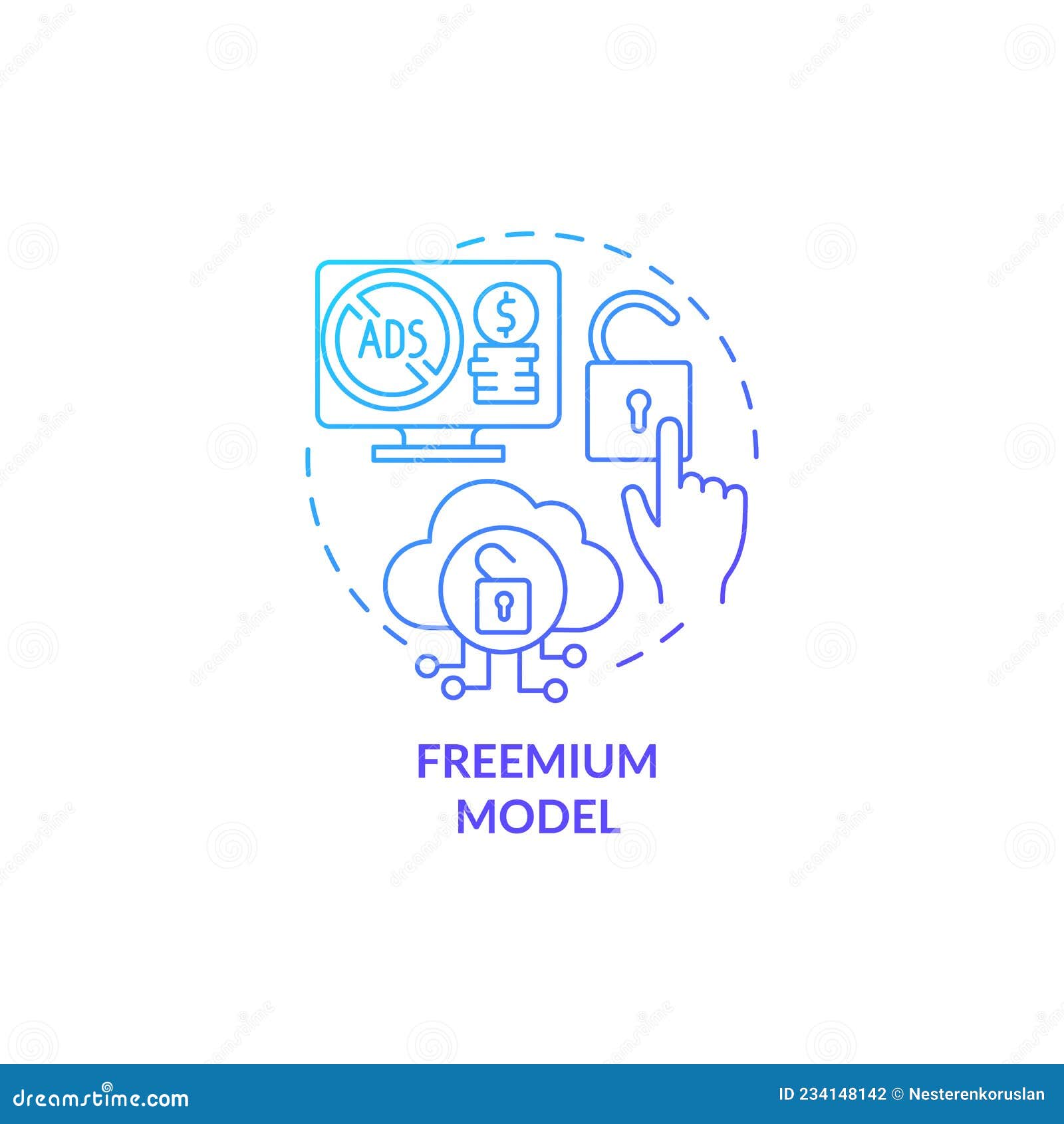 freemium model blue gradient concept icon