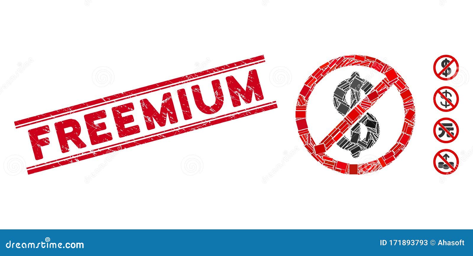 freemium mosaic and distress freemium watermark with lines