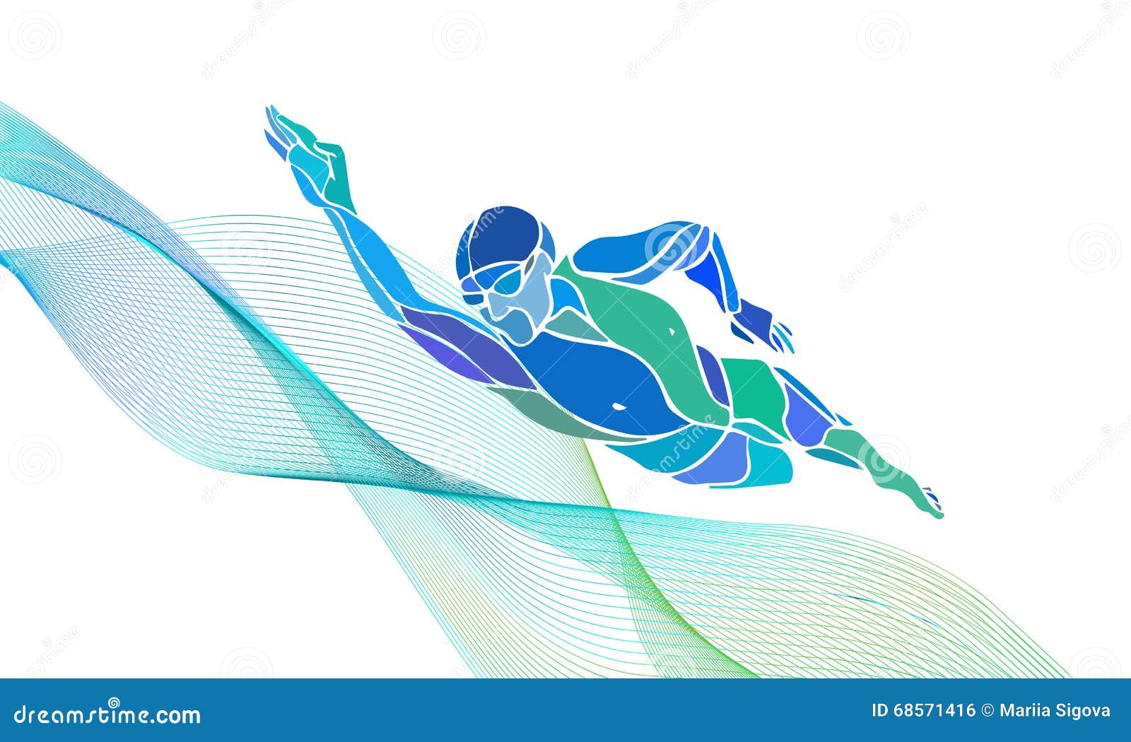 freestyle swimmer silhouette. sport swimming